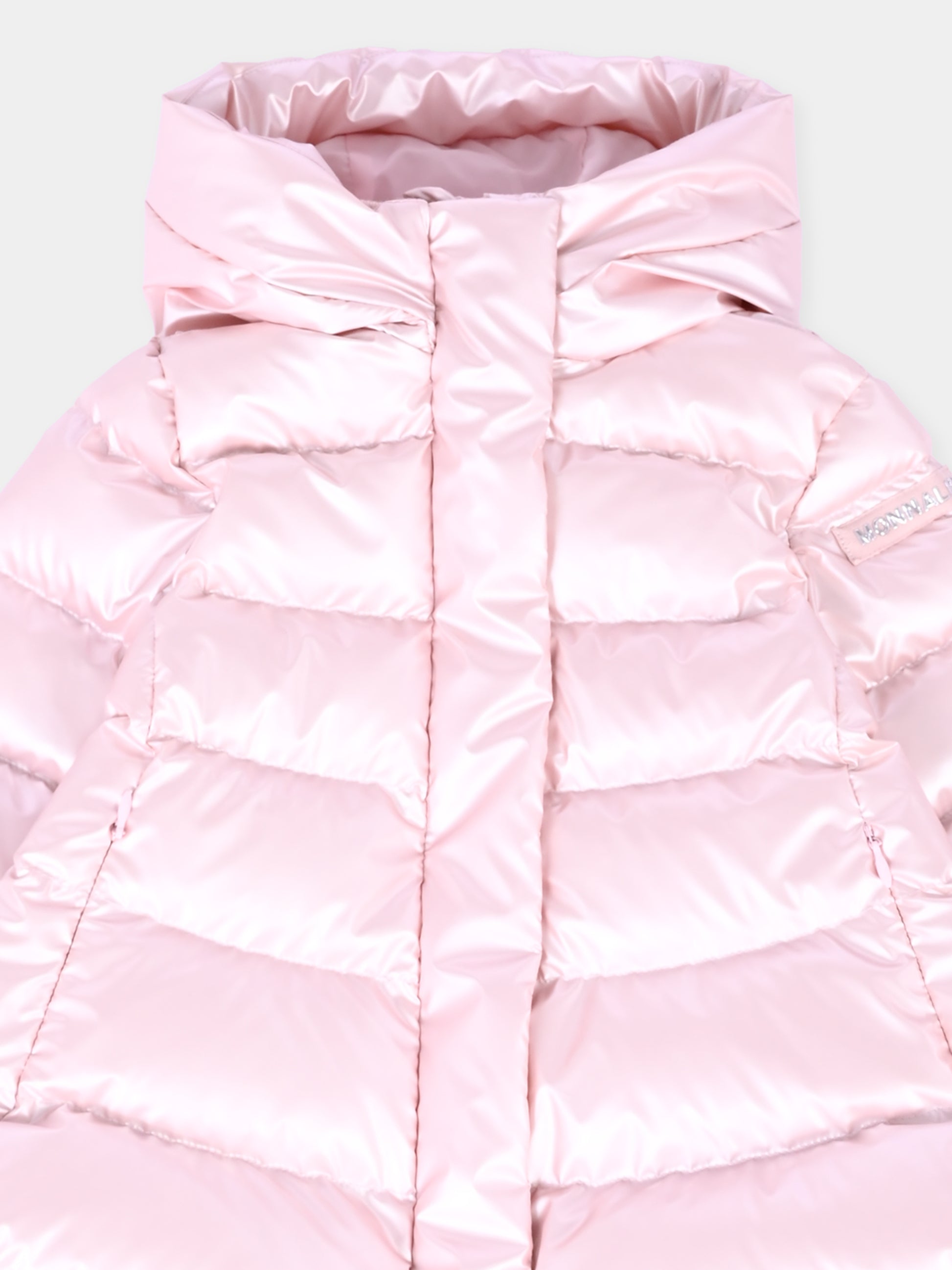Piumino rosa per neonata con logo,Monnalisa,37F102 6026 0090