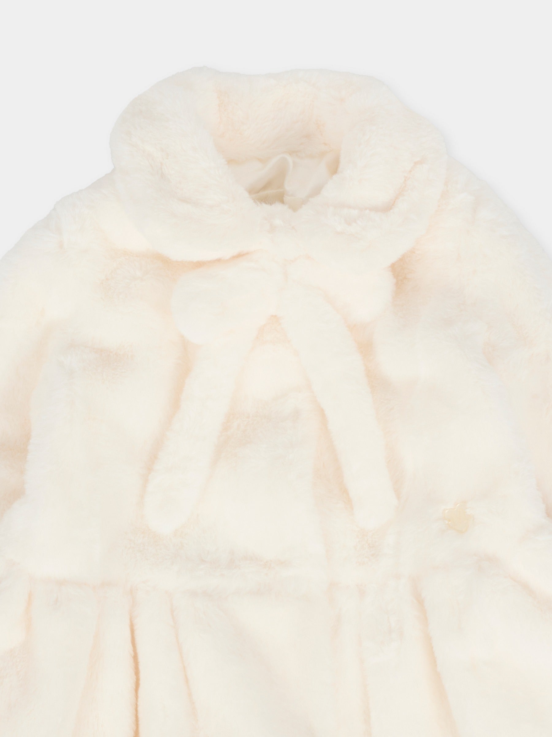 Ecopelliccia avorio per neonata con logo,Monnalisa,73F100 6033 0001