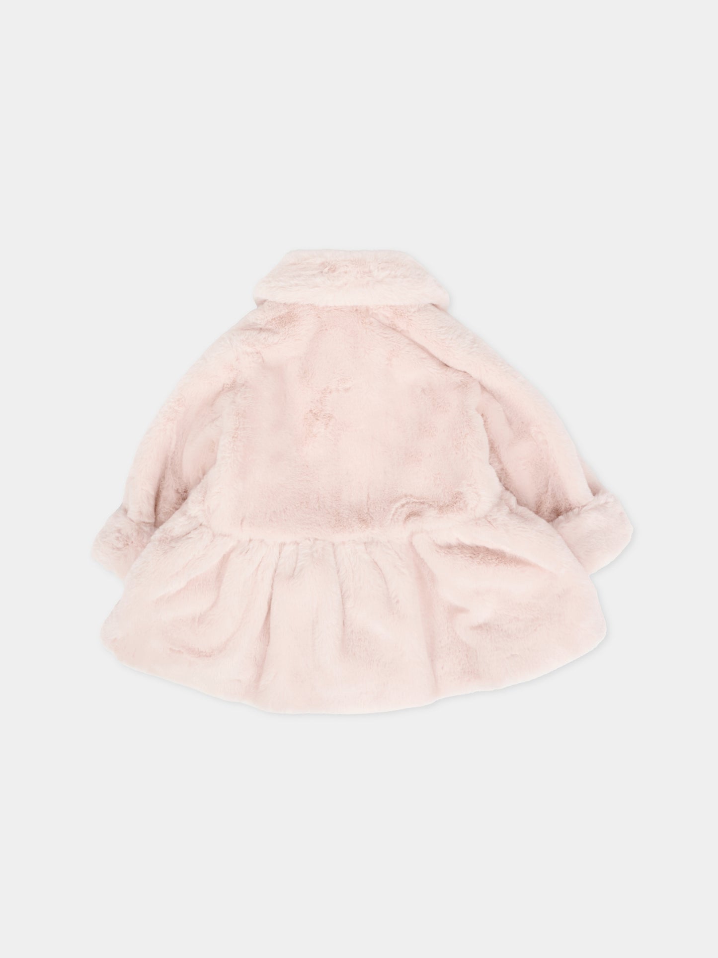 Ecopelliccia rosa per neonata con logo,Monnalisa,73F100 6033 0091