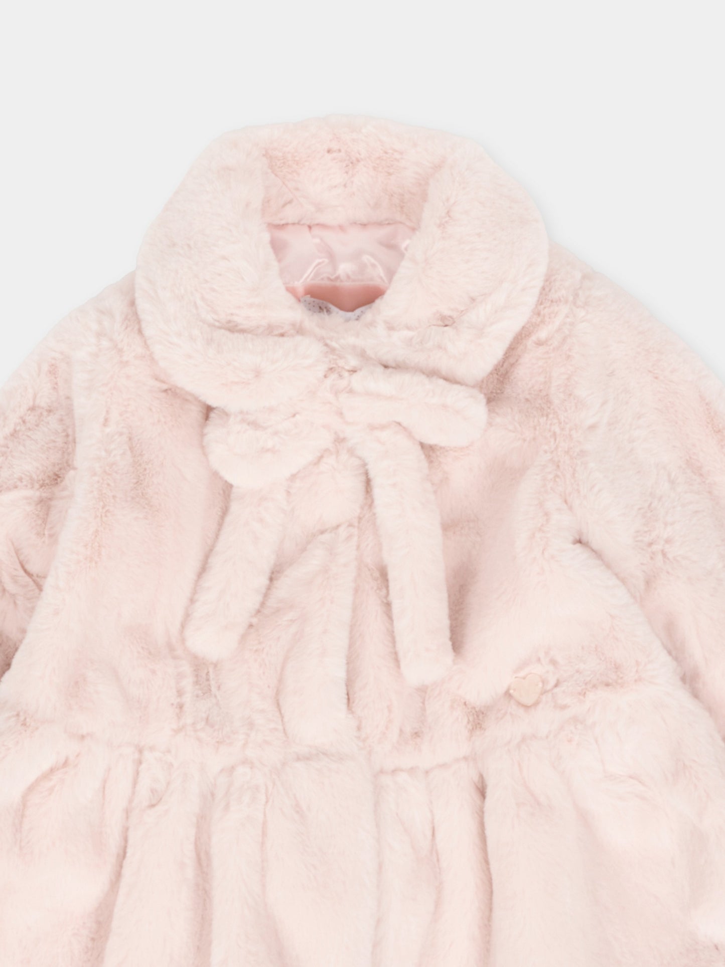 Ecopelliccia rosa per neonata con logo,Monnalisa,73F100 6033 0091