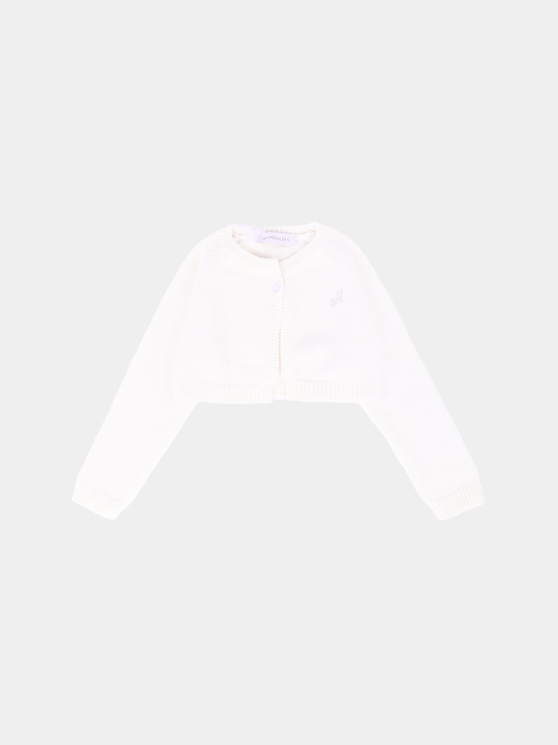 Cardigan avorio per neonata con logo,Monnalisa,73F800 6060 0001