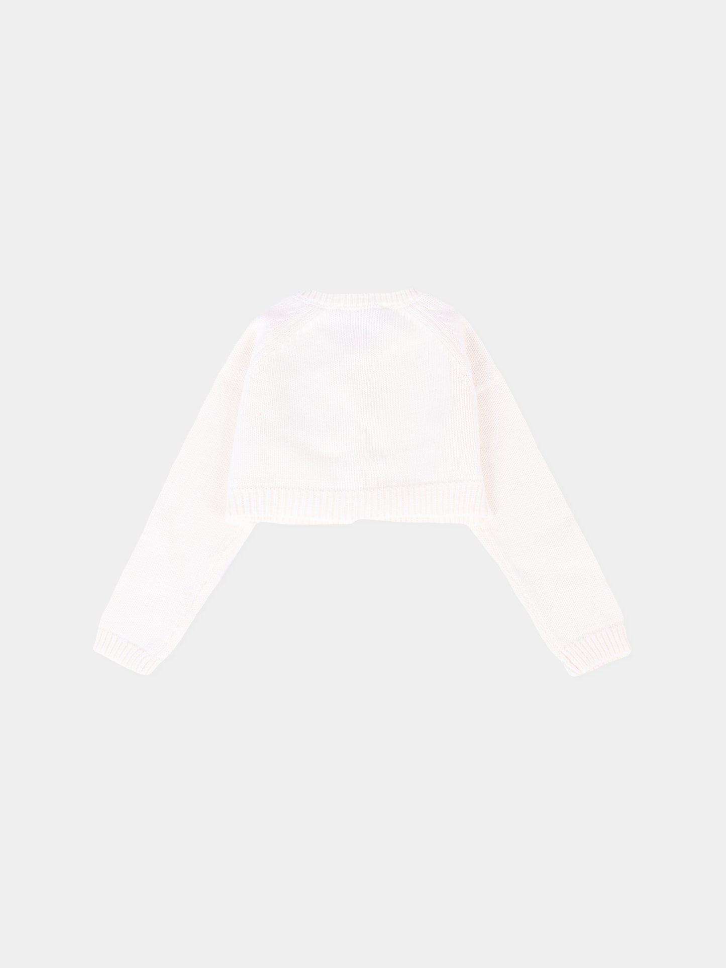 Cardigan avorio per neonata con logo,Monnalisa,73F800 6060 0001