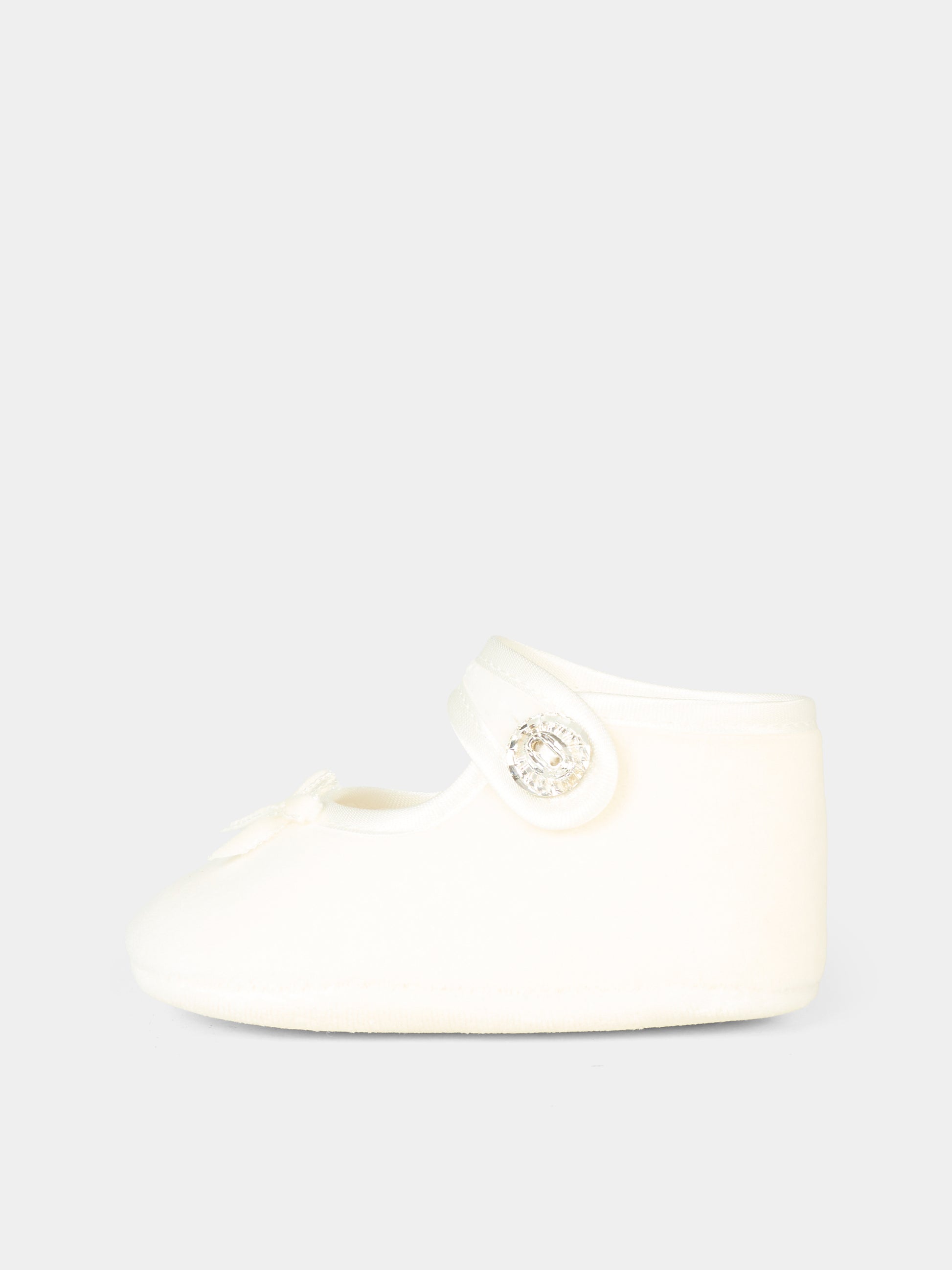 Ballerine bianche per neonata con fiocco,Monnalisa,73F003 6803 0001