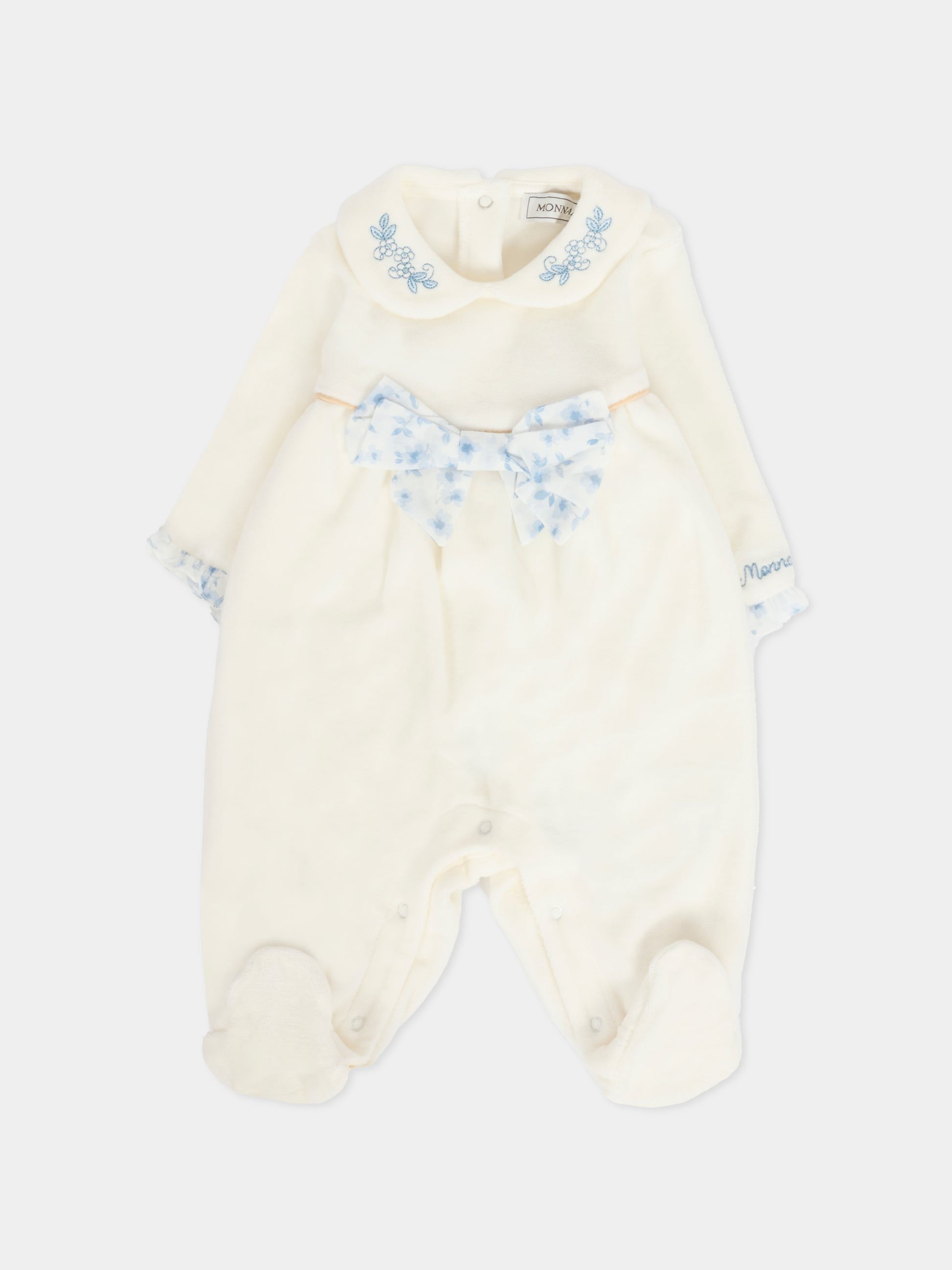 Tutina avorio per neonata con fiocco,Monnalisa,35F208 6002 0151