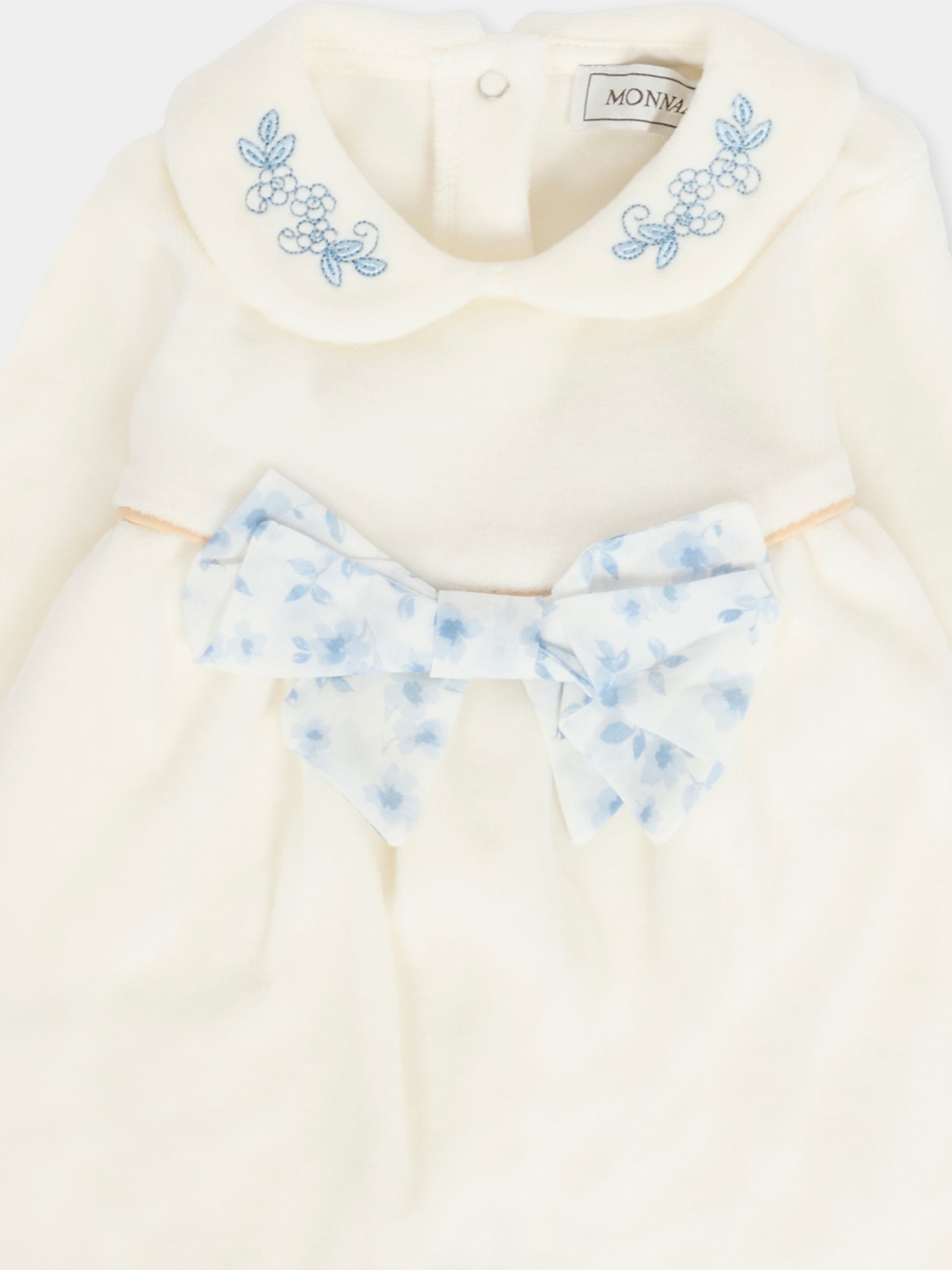 Tutina avorio per neonata con fiocco,Monnalisa,35F208 6002 0151