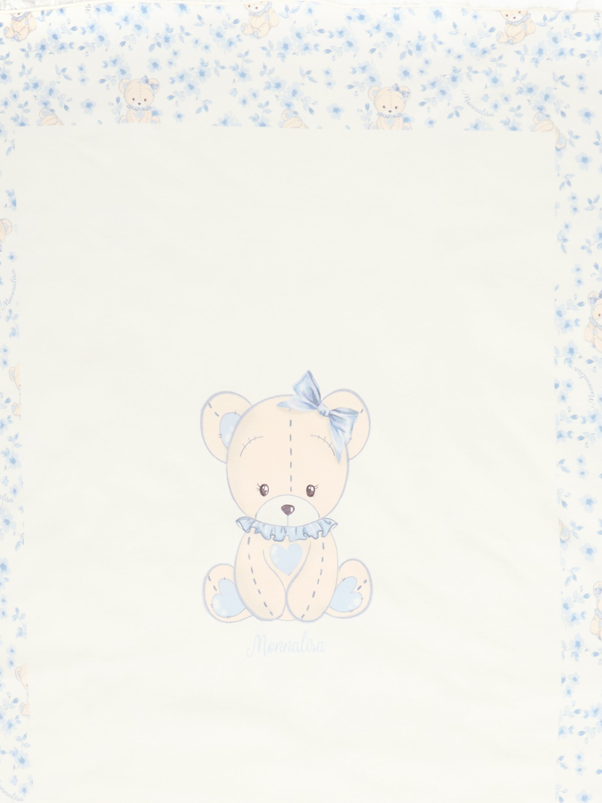Coperta avorio per neonata con orsetto celeste,Monnalisa,35F006 6000 0151