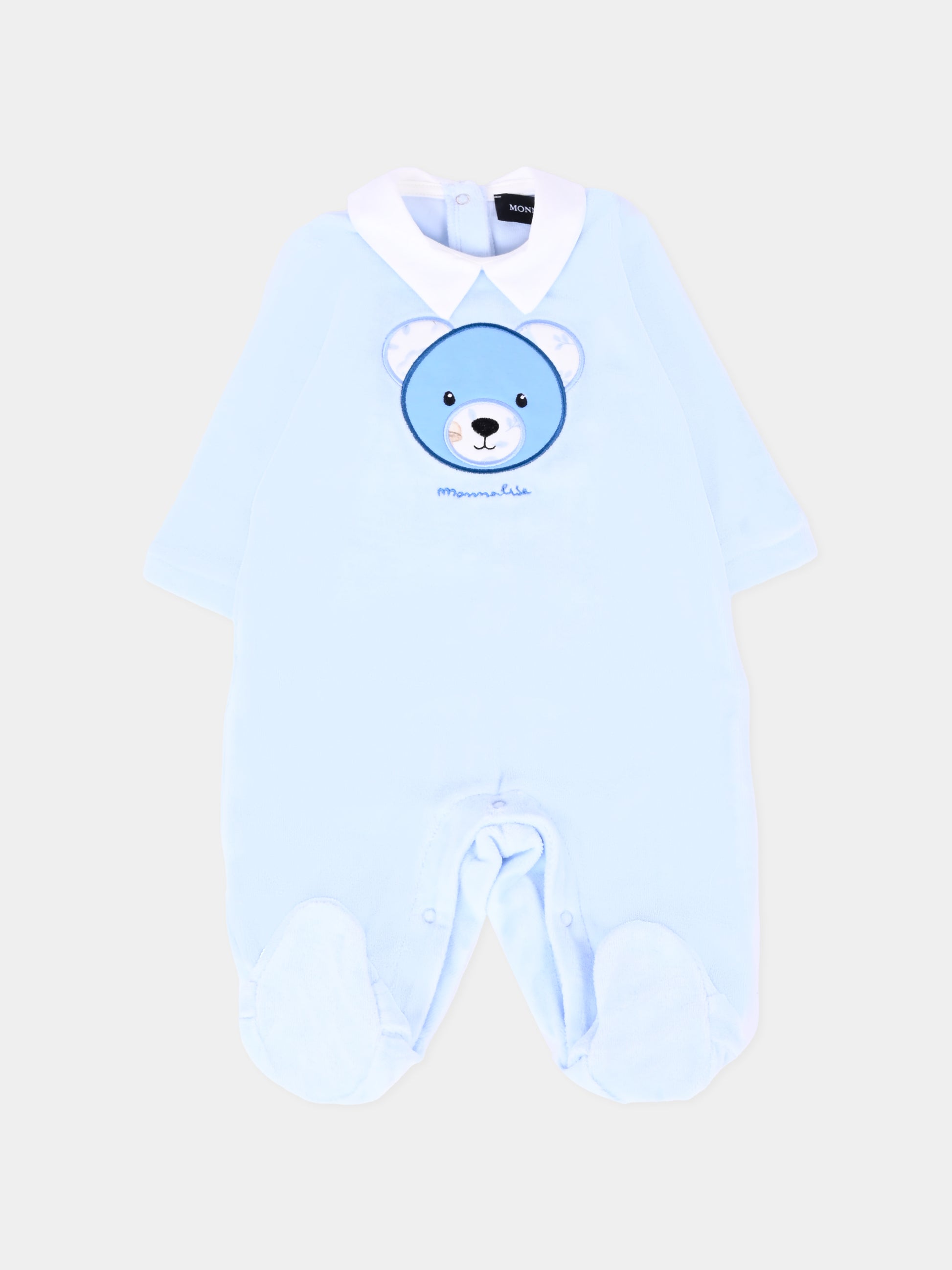 Tutina azzurra per neonato con orso,Monnalisa,22F202 6002 0052