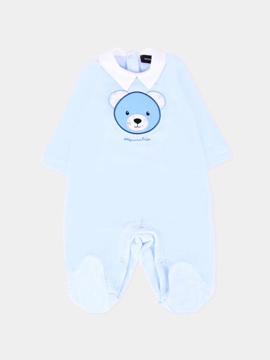 Tutina azzurra per neonato con orso,Monnalisa,22F202 6002 0052