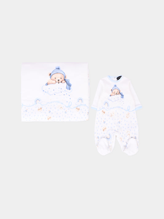Set tutina bianco per neonato con orso,Monnalisa,22F512 6000 0152
