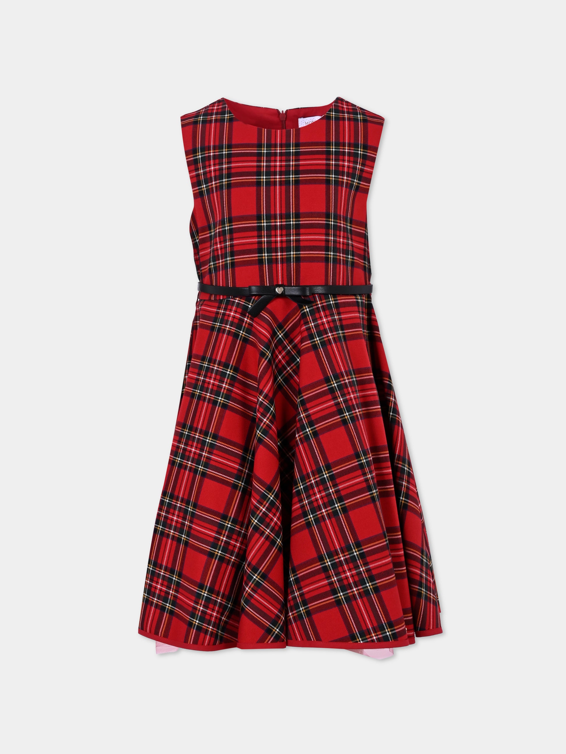 Vestito rosso per bambina con fiocco,Monnalisa,71F907 6320 4325