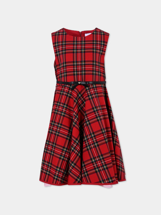 Vestito rosso per bambina con fiocco,Monnalisa,71F907 6320 4325