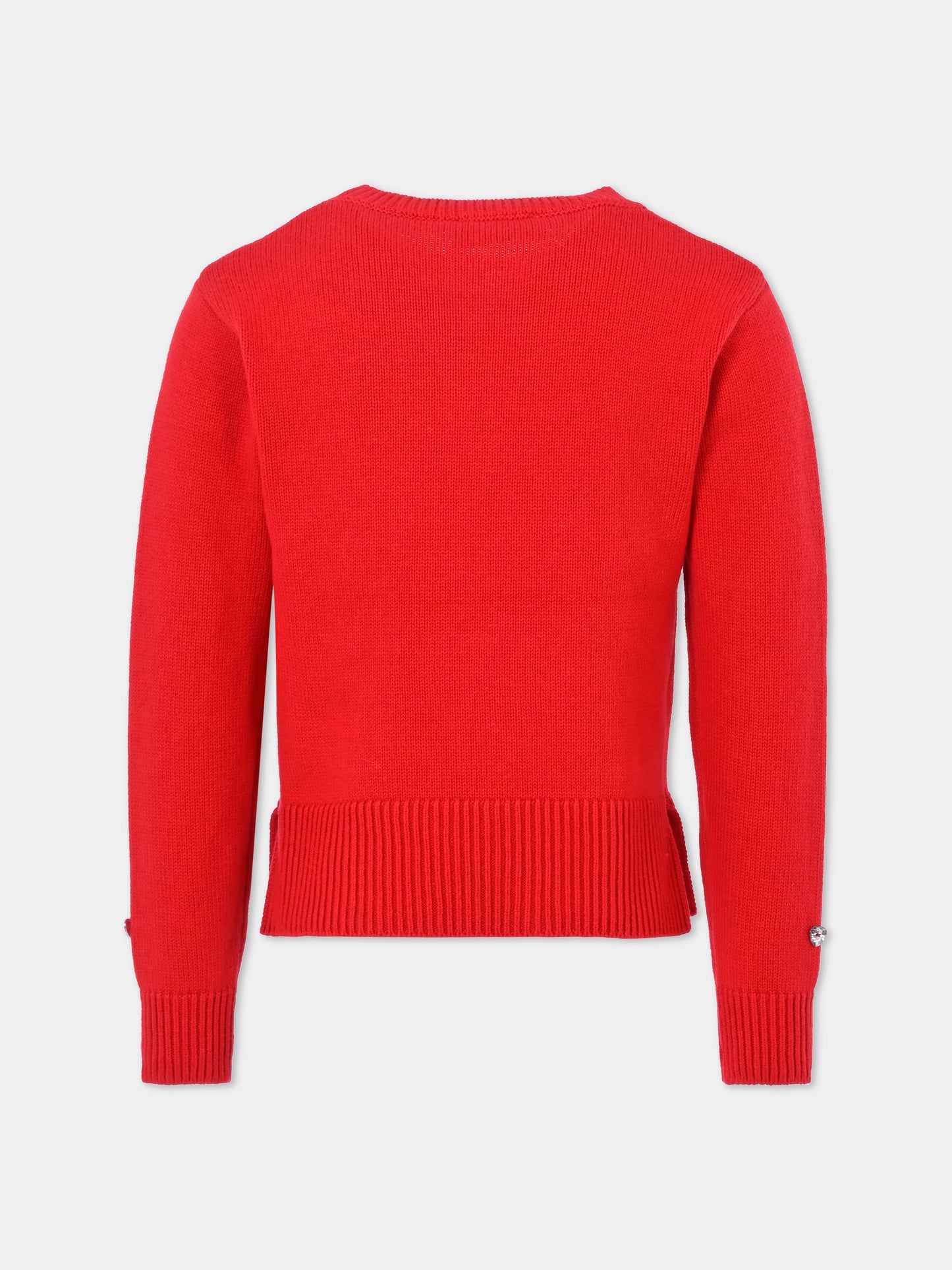 Maglione rosso per bambina con scritta Merry Christmas,Monnalisa,79F606 6064 0043