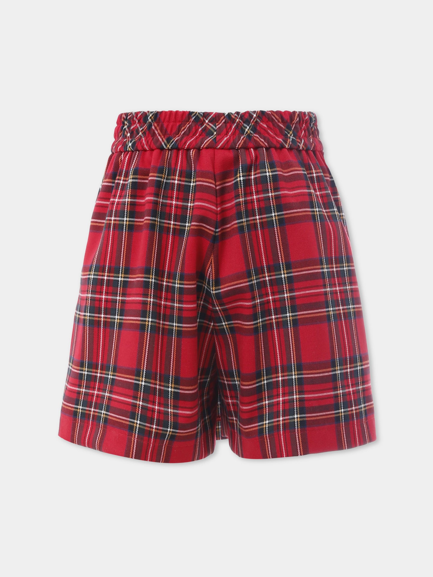 Shorts rossi per bambina con stampa tartan,Monnalisa,71F404 6320 4325
