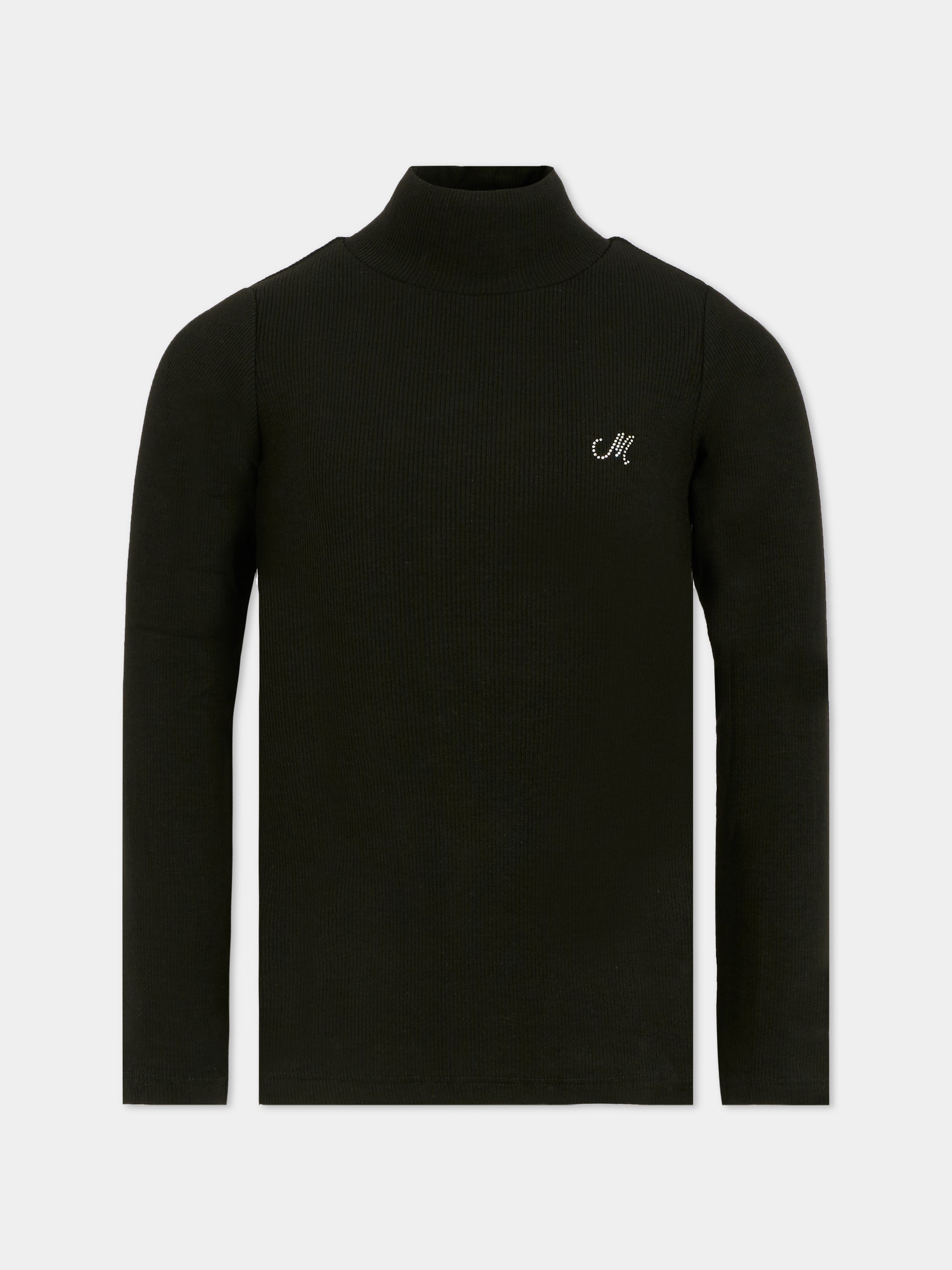 Dolcevita nero per bambina con logo,Monnalisa,17FLUC 6212 0050