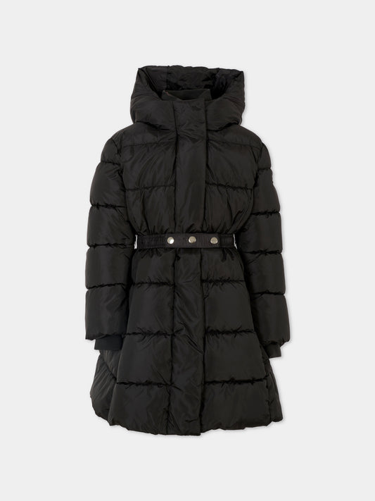 Piumino nero per bambina con logo,Monnalisa,17F101 6020 0050