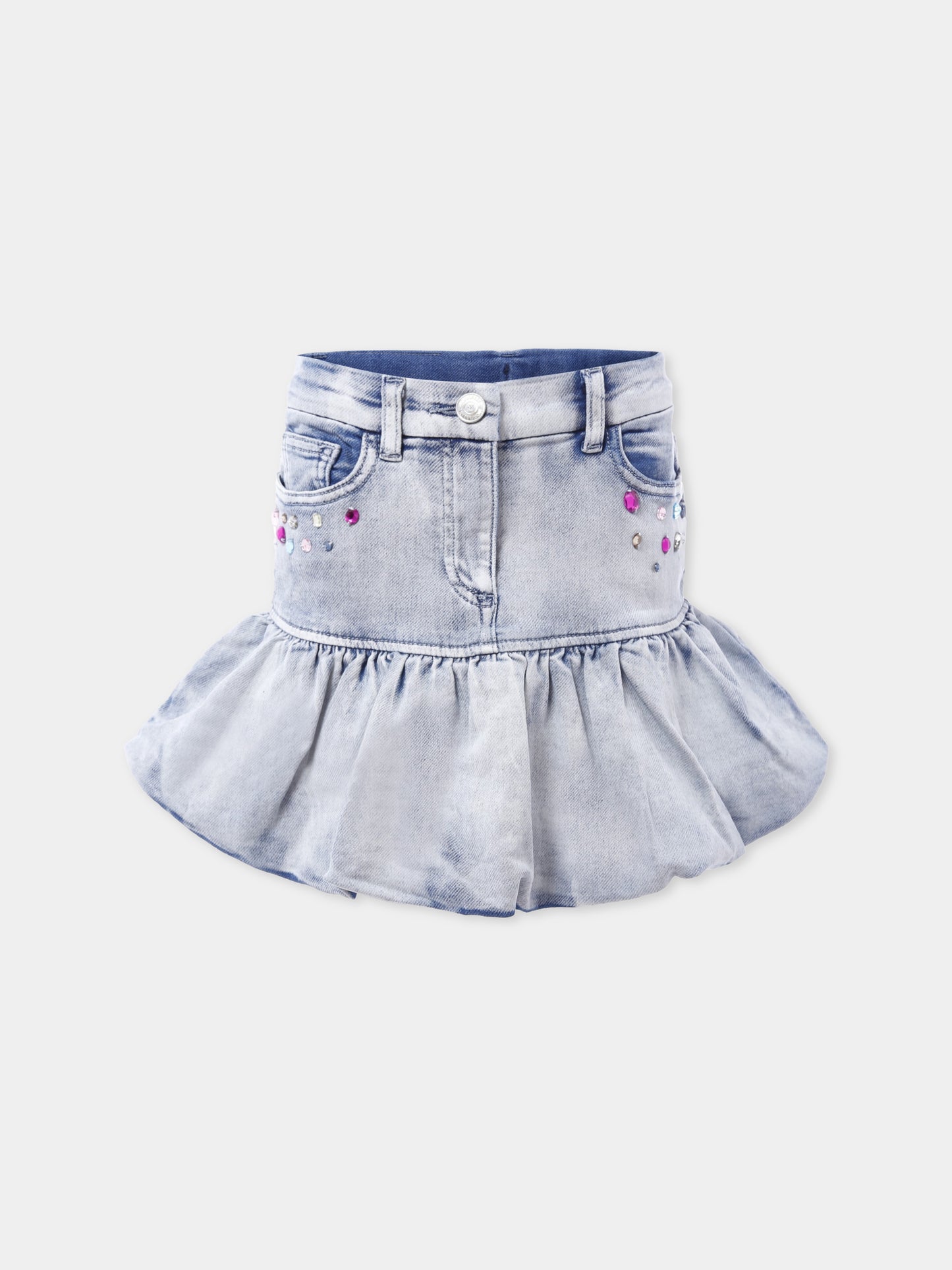 Gonna denim per bambina con Stitch e pietre,Monnalisa,19F702 6042 0062