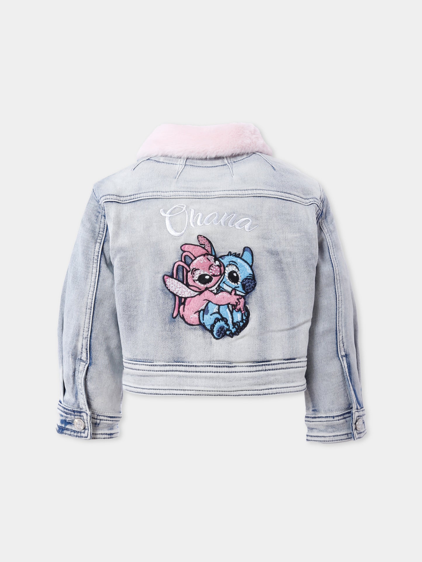 Giubbotto di jeans denim per bambina con pietre,Monnalisa,19F102 6042 0062