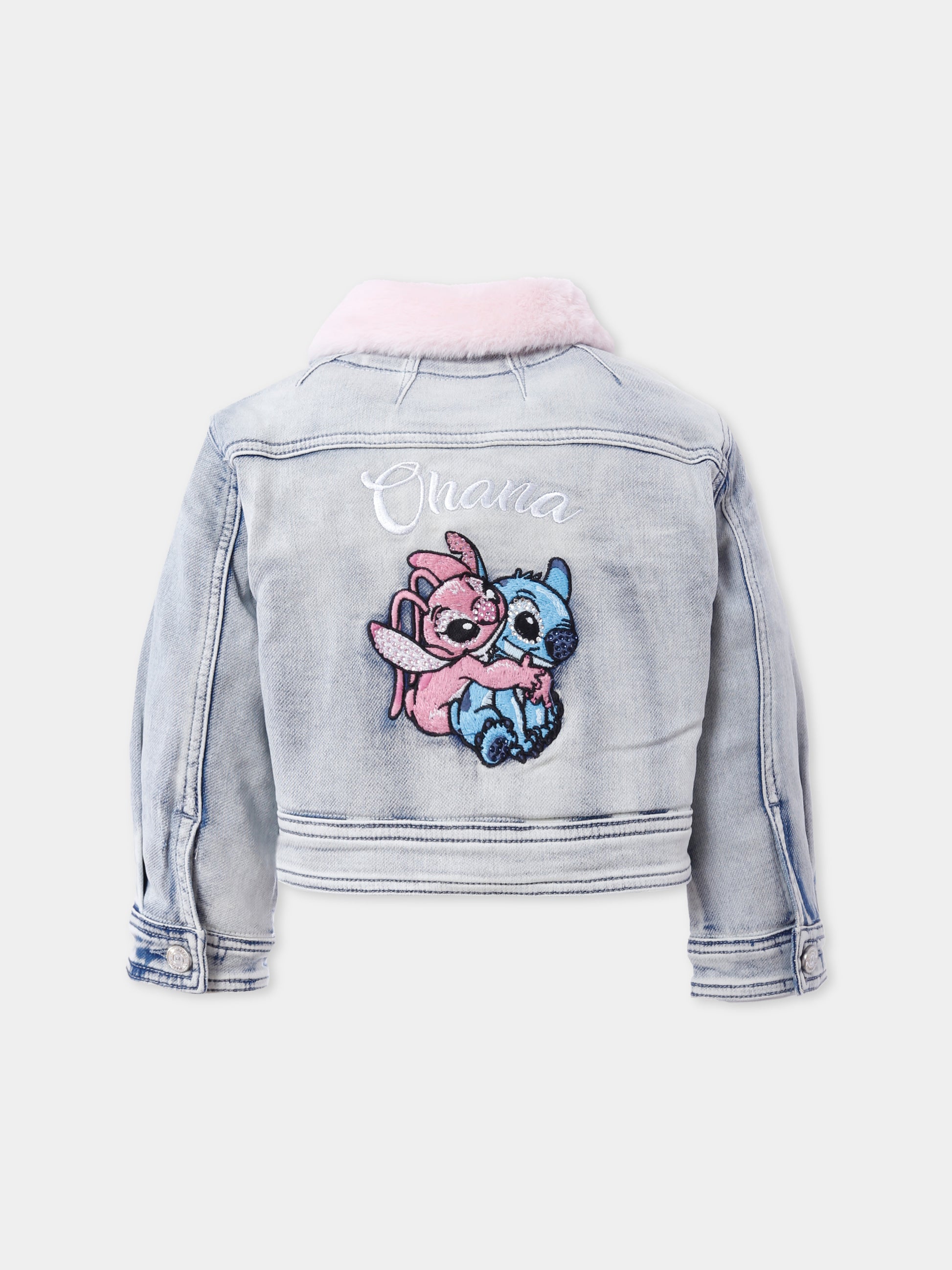 Giubbotto di jeans denim per bambina con pietre,Monnalisa,19F102 6042 0062