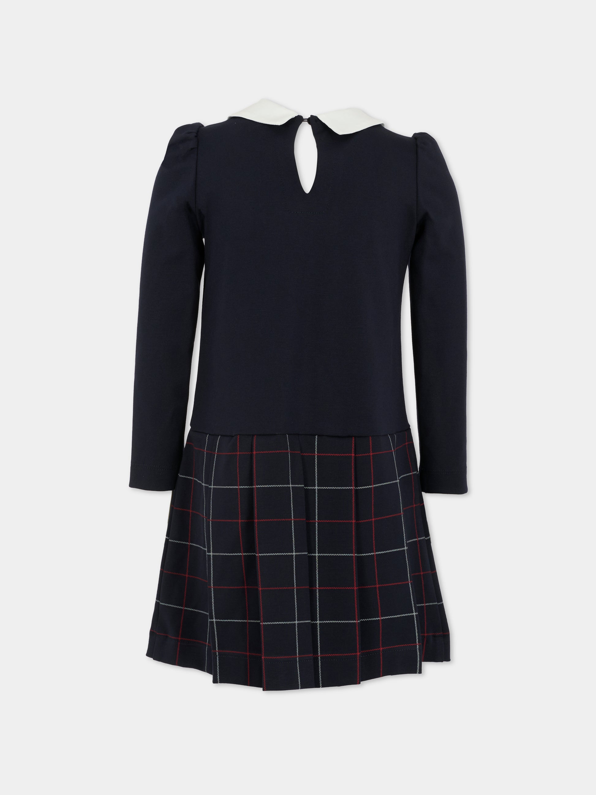 Vestito blu per bambina con logo,Monnalisa,18FATA 6225 056S