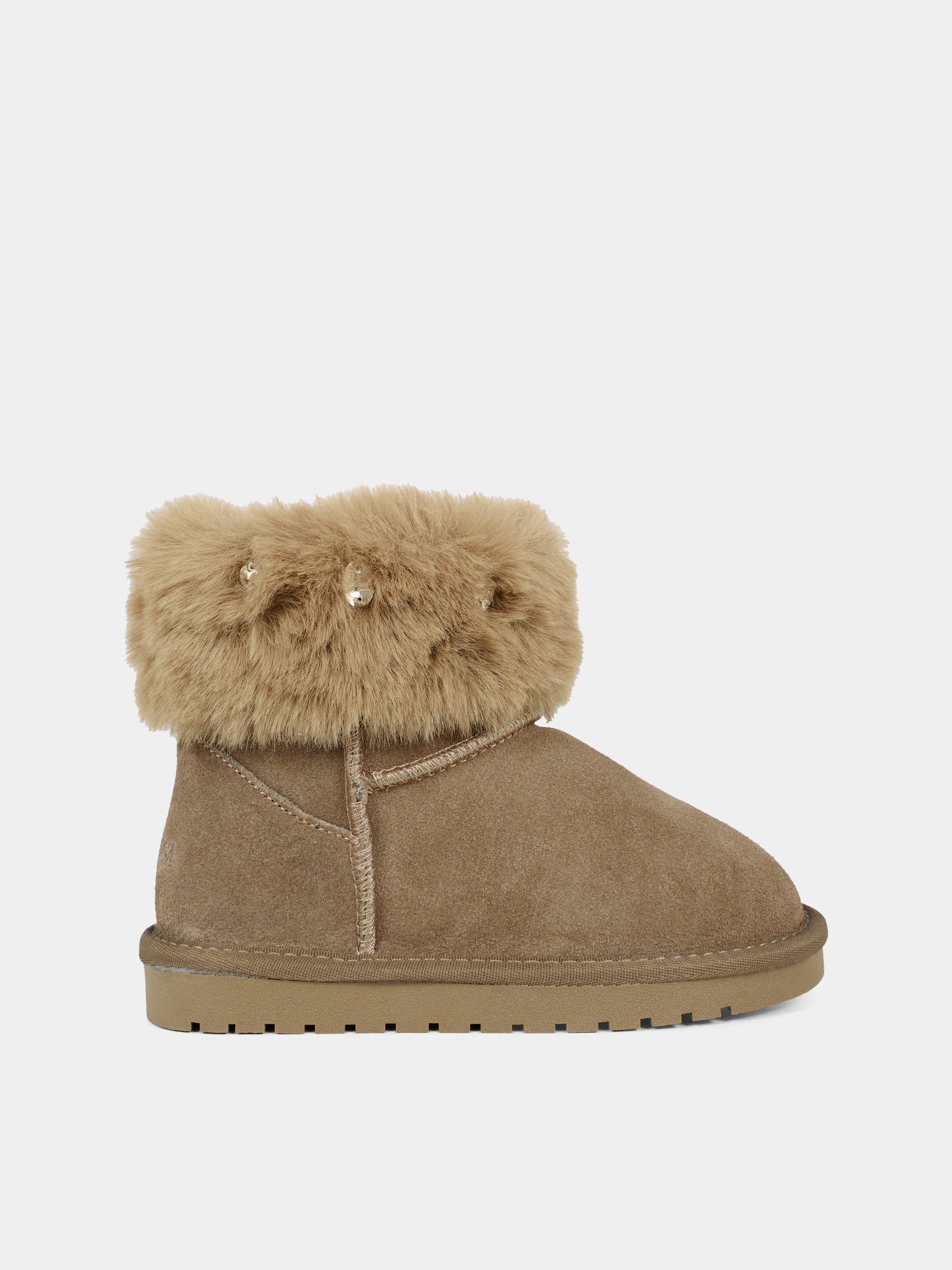 Stivaletti marroni per bambina con pietre,Monnalisa,8CF004 6702 0009