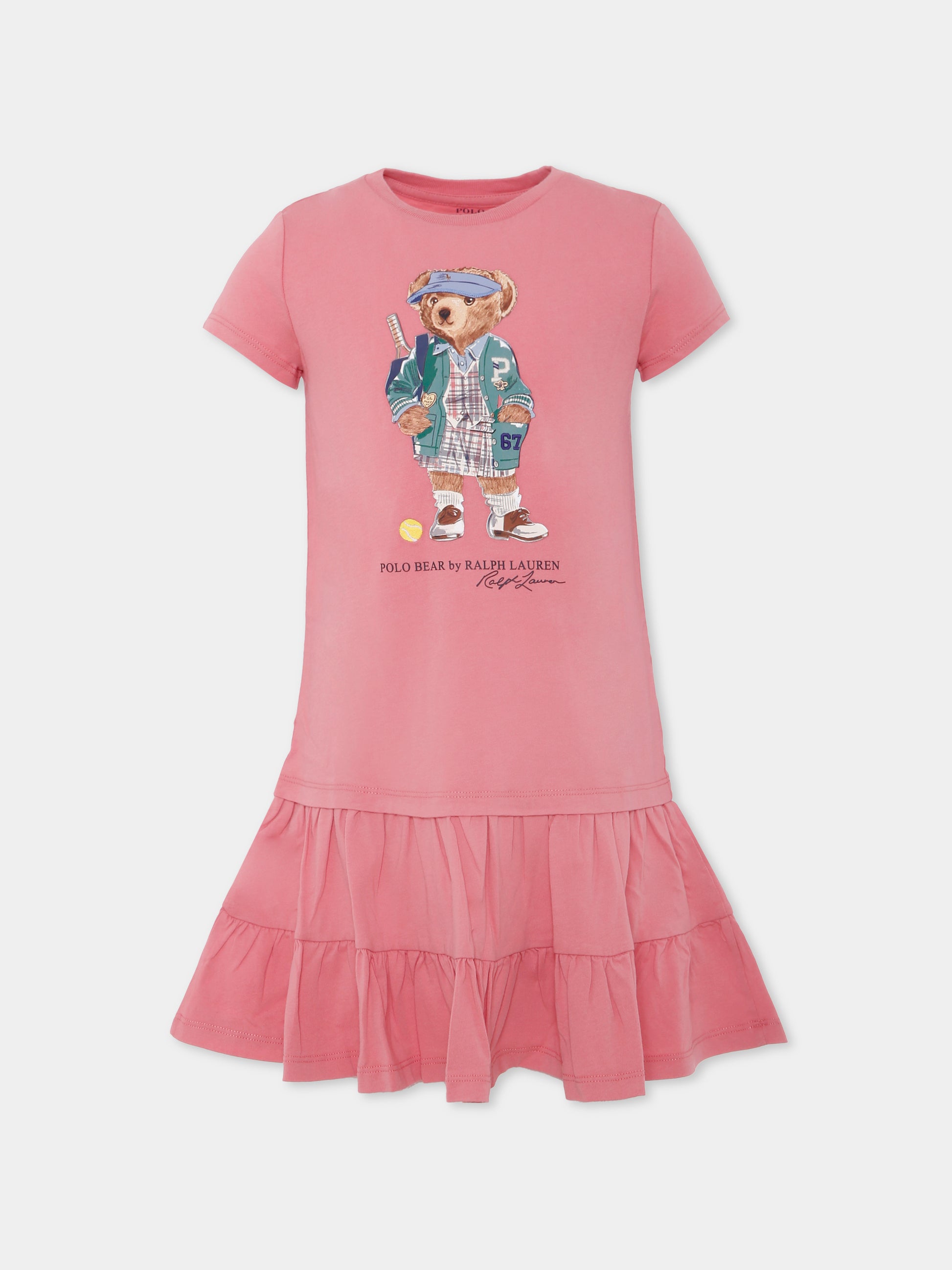 Vestito rosa per bambina con Polo Bear,Ralph Lauren Kids,971130001