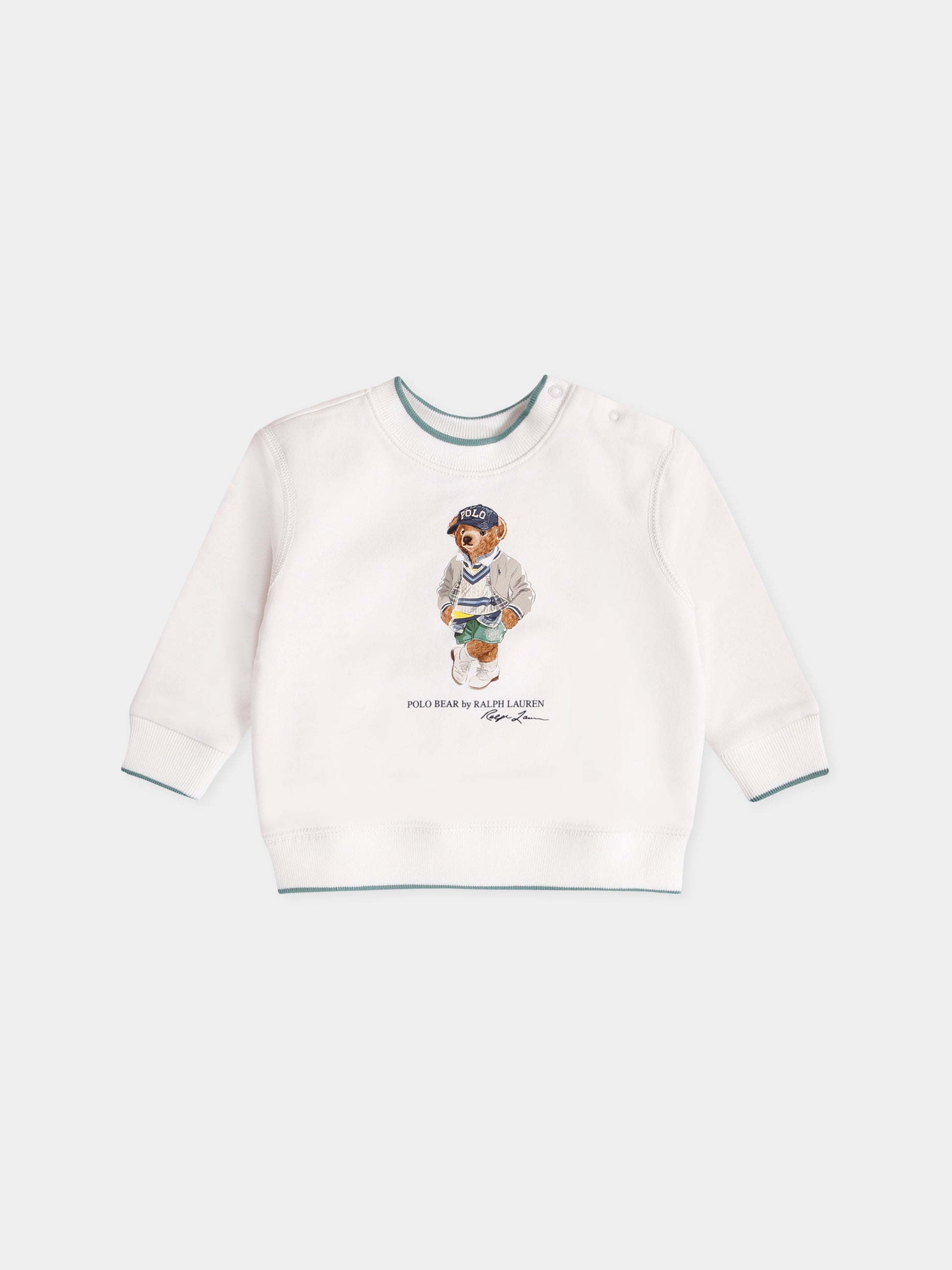 Felpa bianca per neonato con Polo Bear,Ralph Lauren Kids,971483001