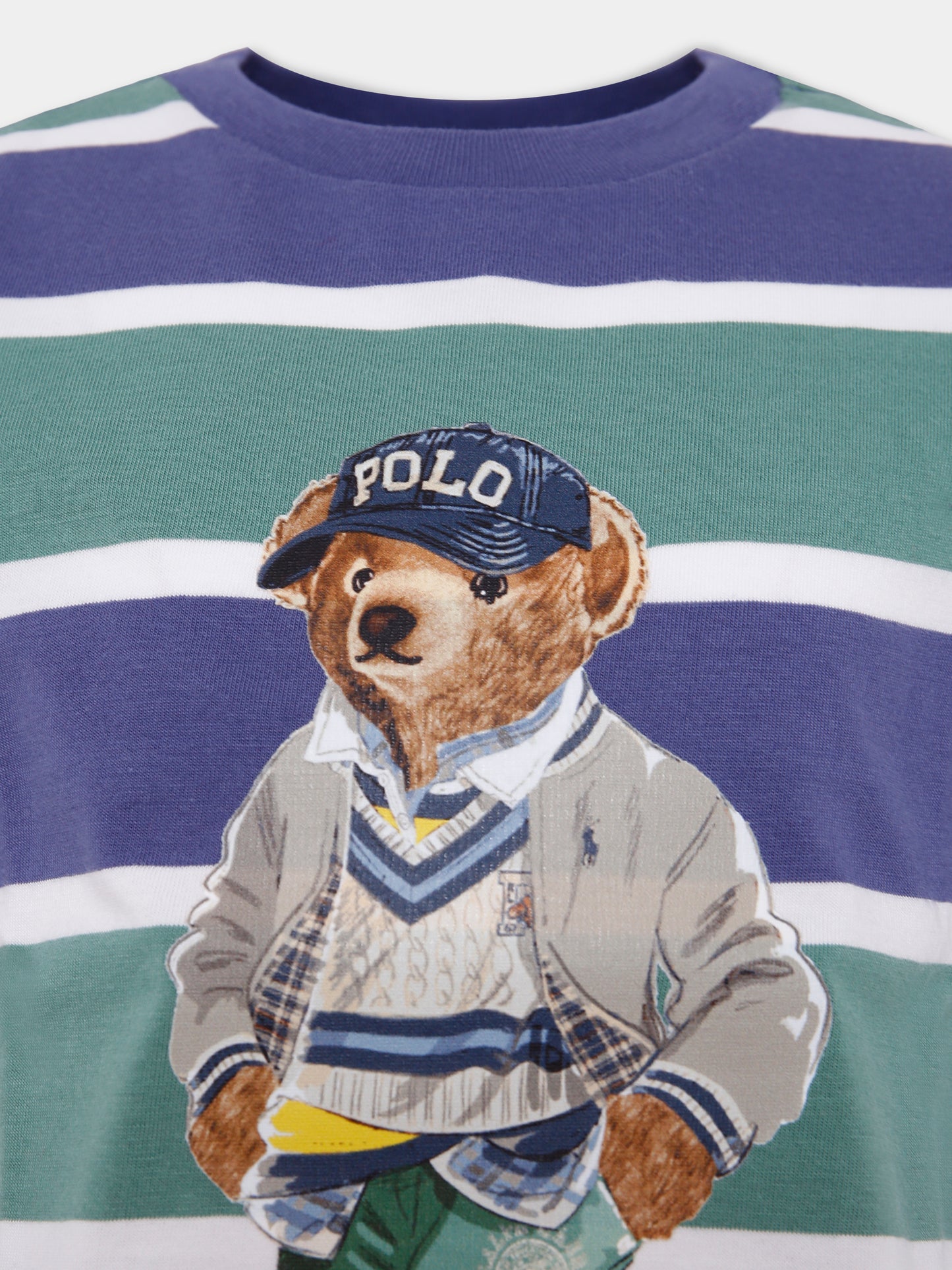 T-shirt blu per bambino con Polo Bear,Ralph Lauren Kids,971435001