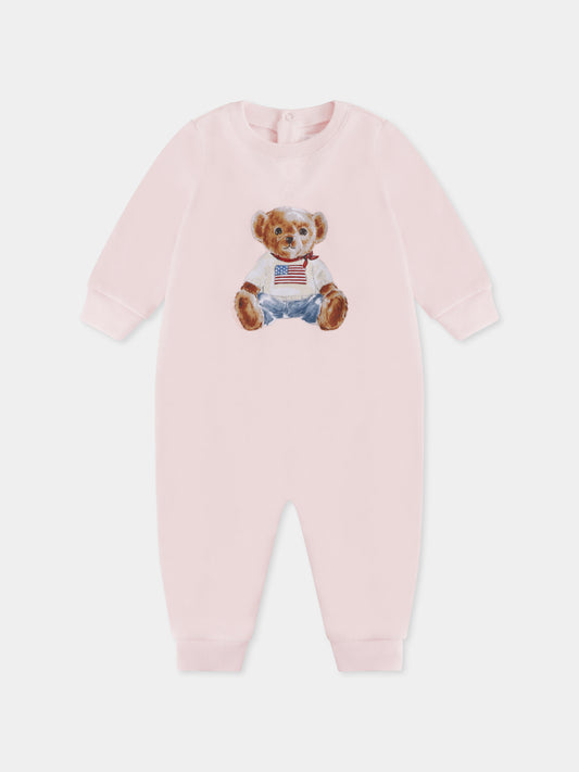 Tutina rosa per neonata con Polo Bear,Ralph Lauren Kids,898933001 DELICATE PINK