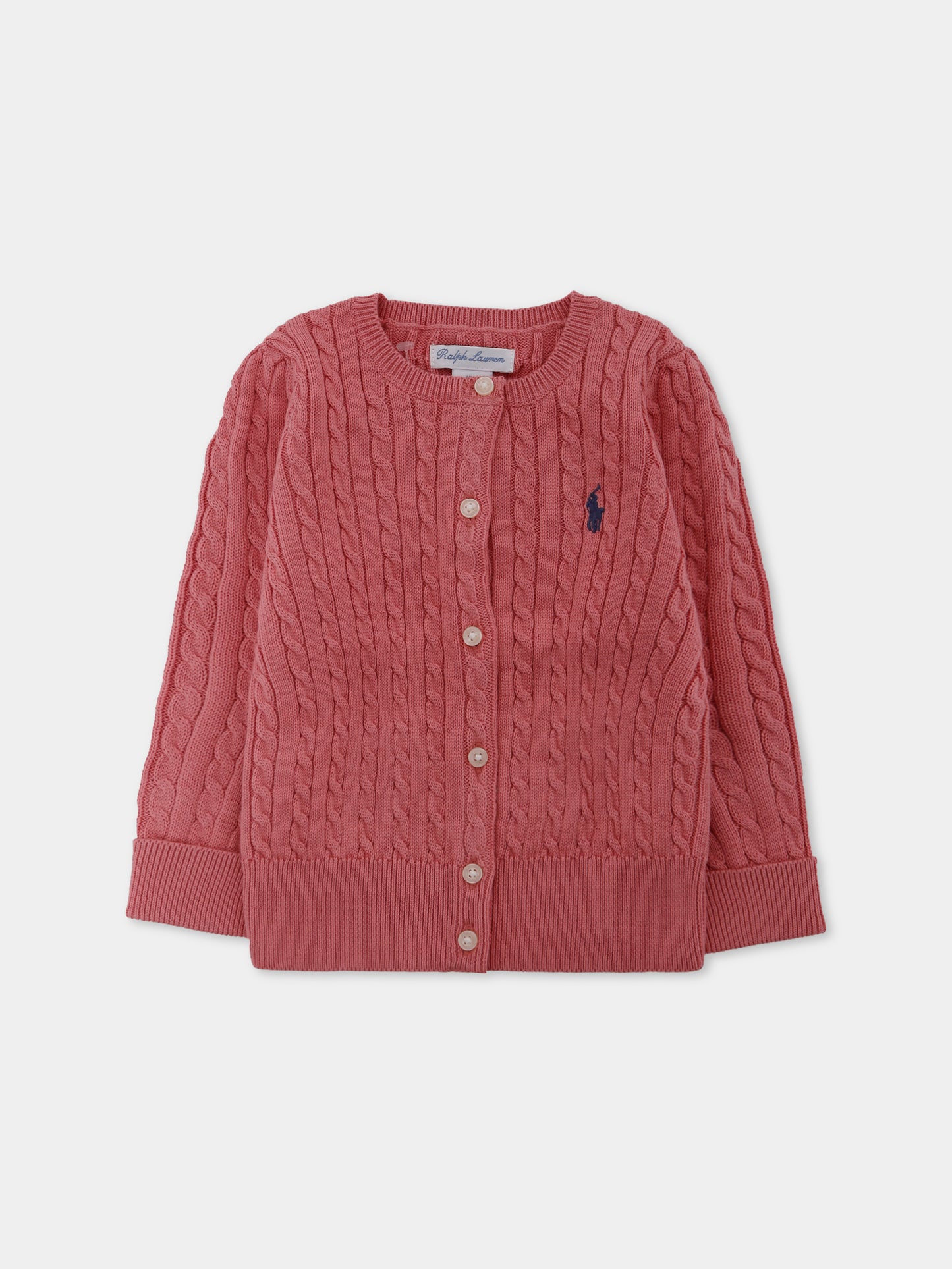 Cardigan rosa per neonata con cavallino,Ralph Lauren Kids,543047071