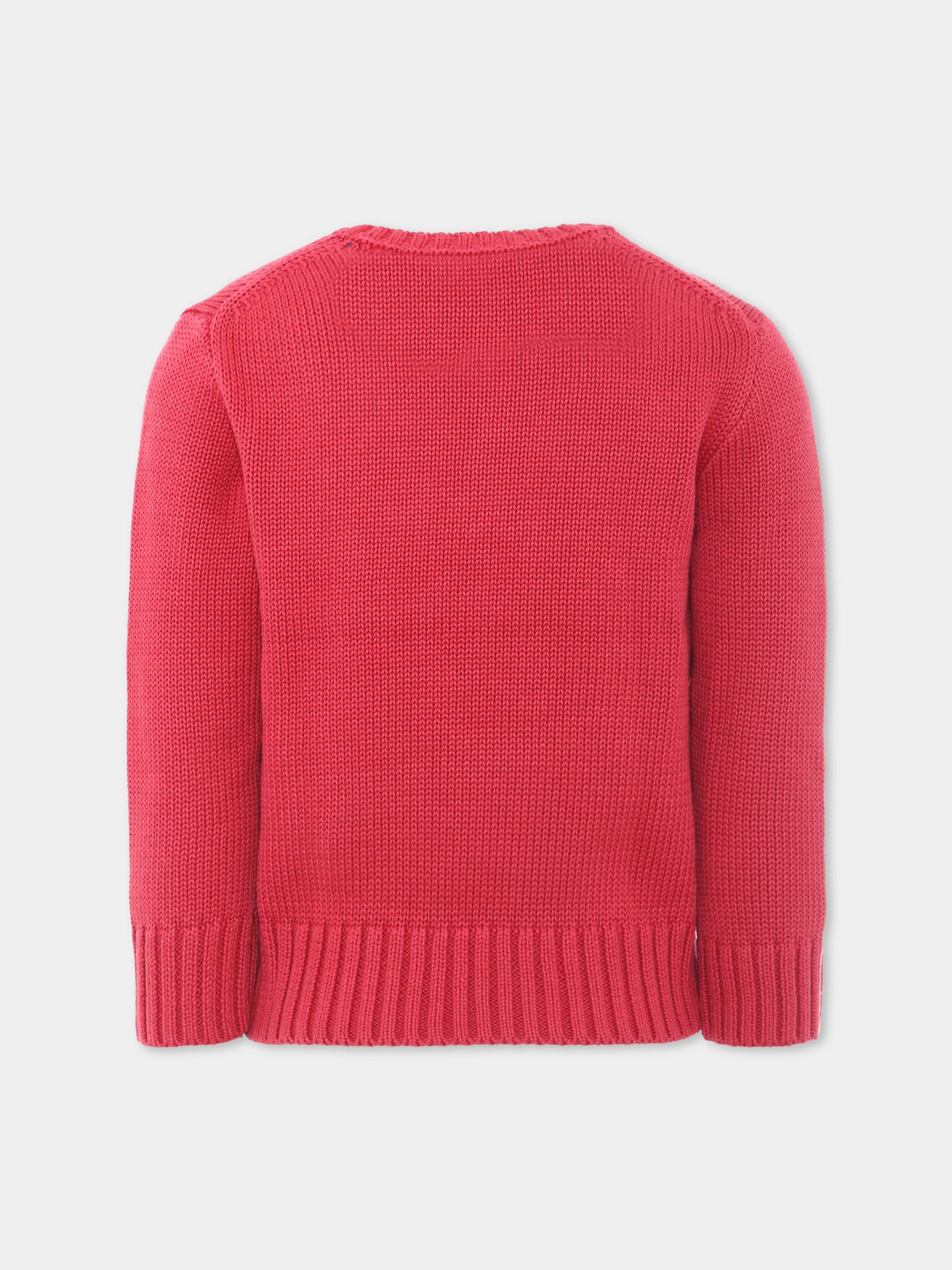 Maglione rosso per bambini con cavallino,Ralph Lauren Kids,970429001