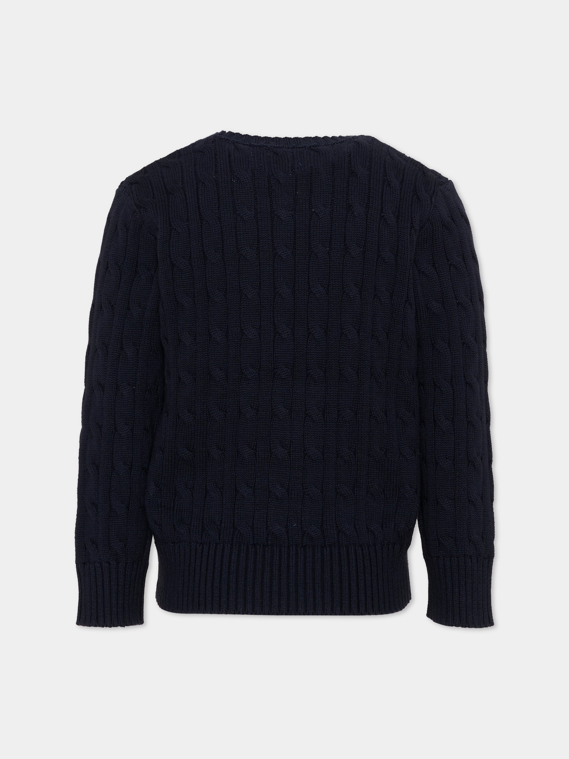 Maglione blu per bambino con cavallino,Ralph Lauren Kids,702674060