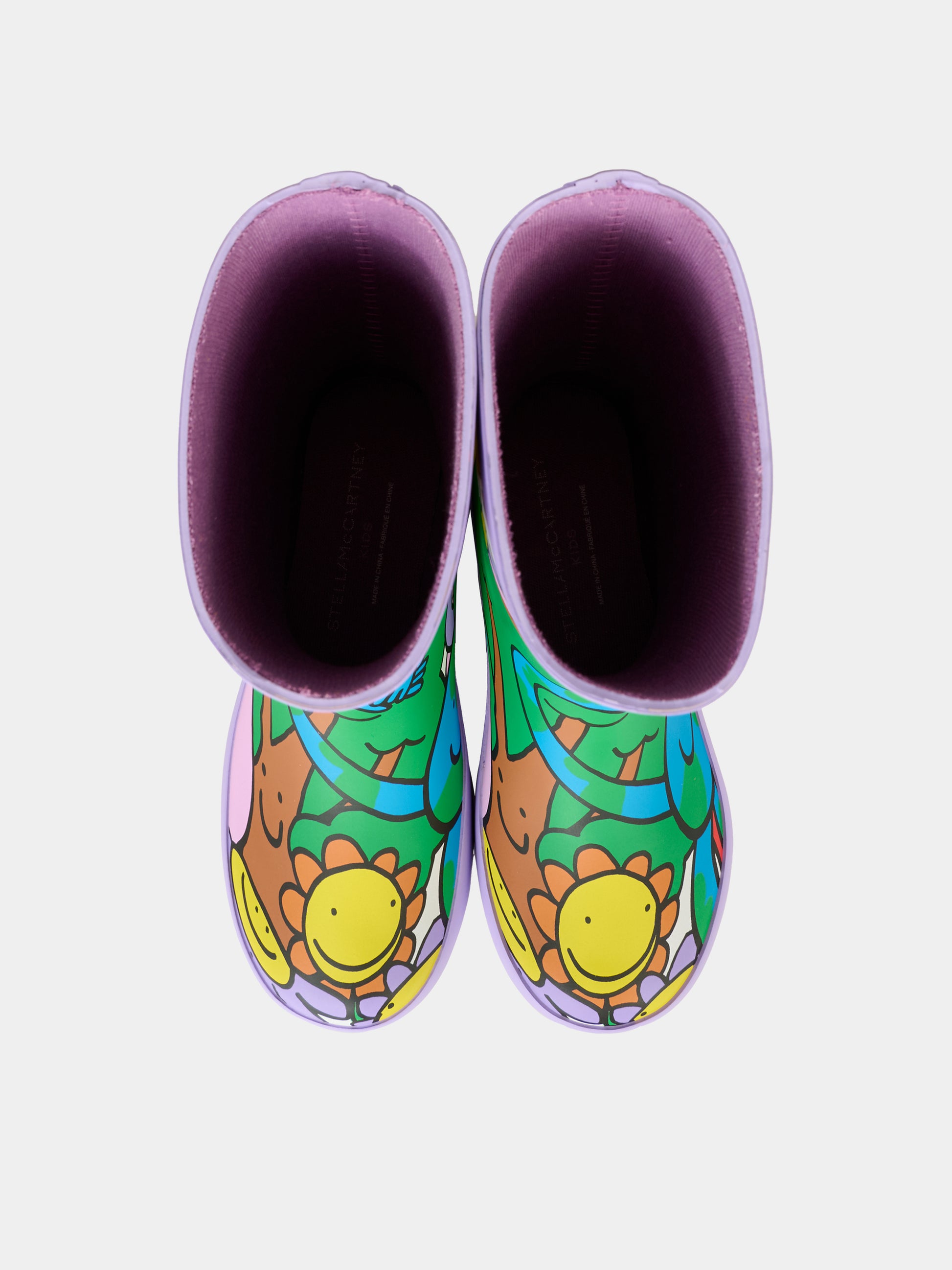 Stivali da pioggia multicolor per bambina con stampa terra,Stella Mccartney Kids,TX0B26 Z3177 999MC