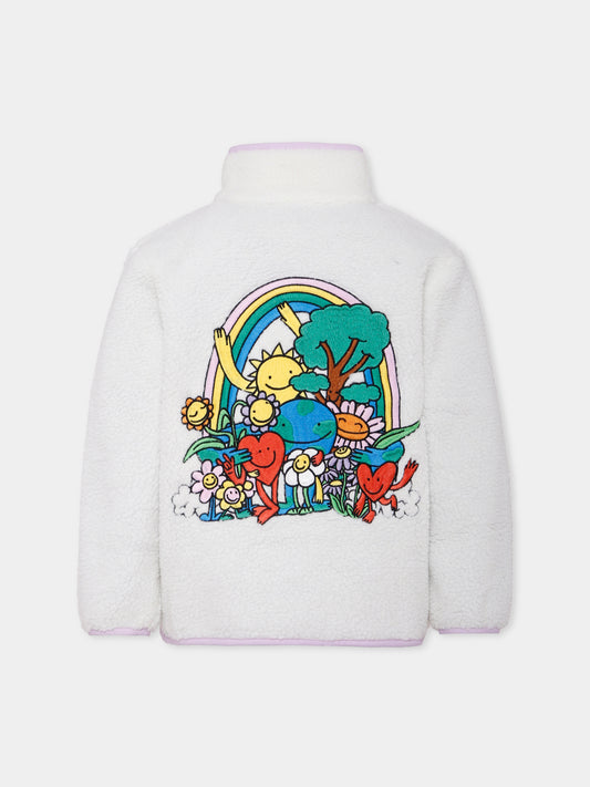 Ecopelliccia avorio per bambina con ricami,Stella Mccartney Kids,TX2A07 Z0506 101