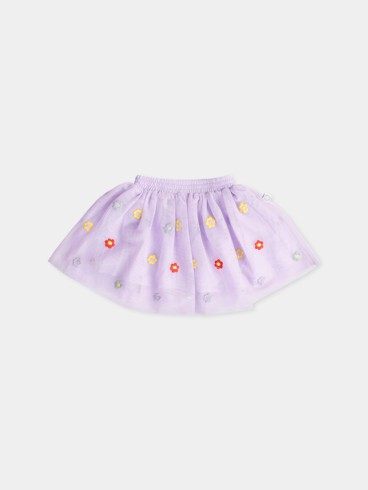 Gonna lilla per neonata con fiori colorati ricamati all-over,Stella Mccartney Kids,TX7001 Z3217 522EM