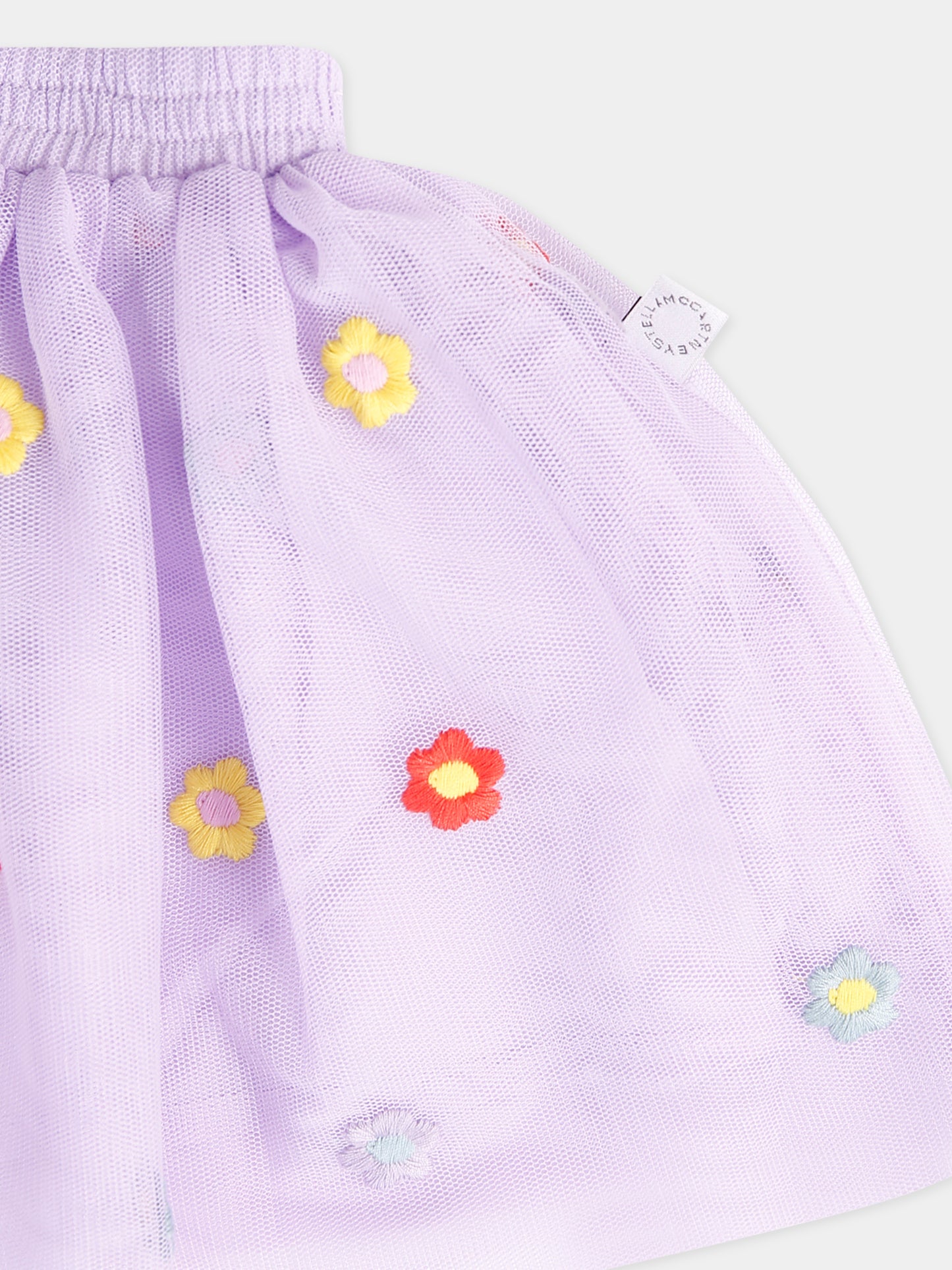 Gonna lilla per neonata con fiori colorati ricamati all-over,Stella Mccartney Kids,TX7001 Z3217 522EM