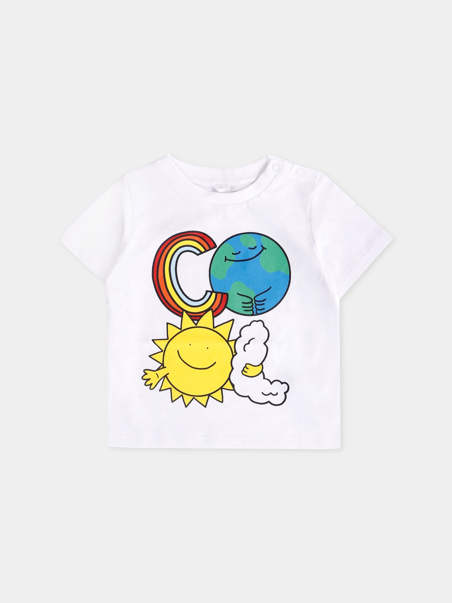 T-shirt bianca per neonati con sole,Stella Mccartney Kids,TX8521 Z0434 100