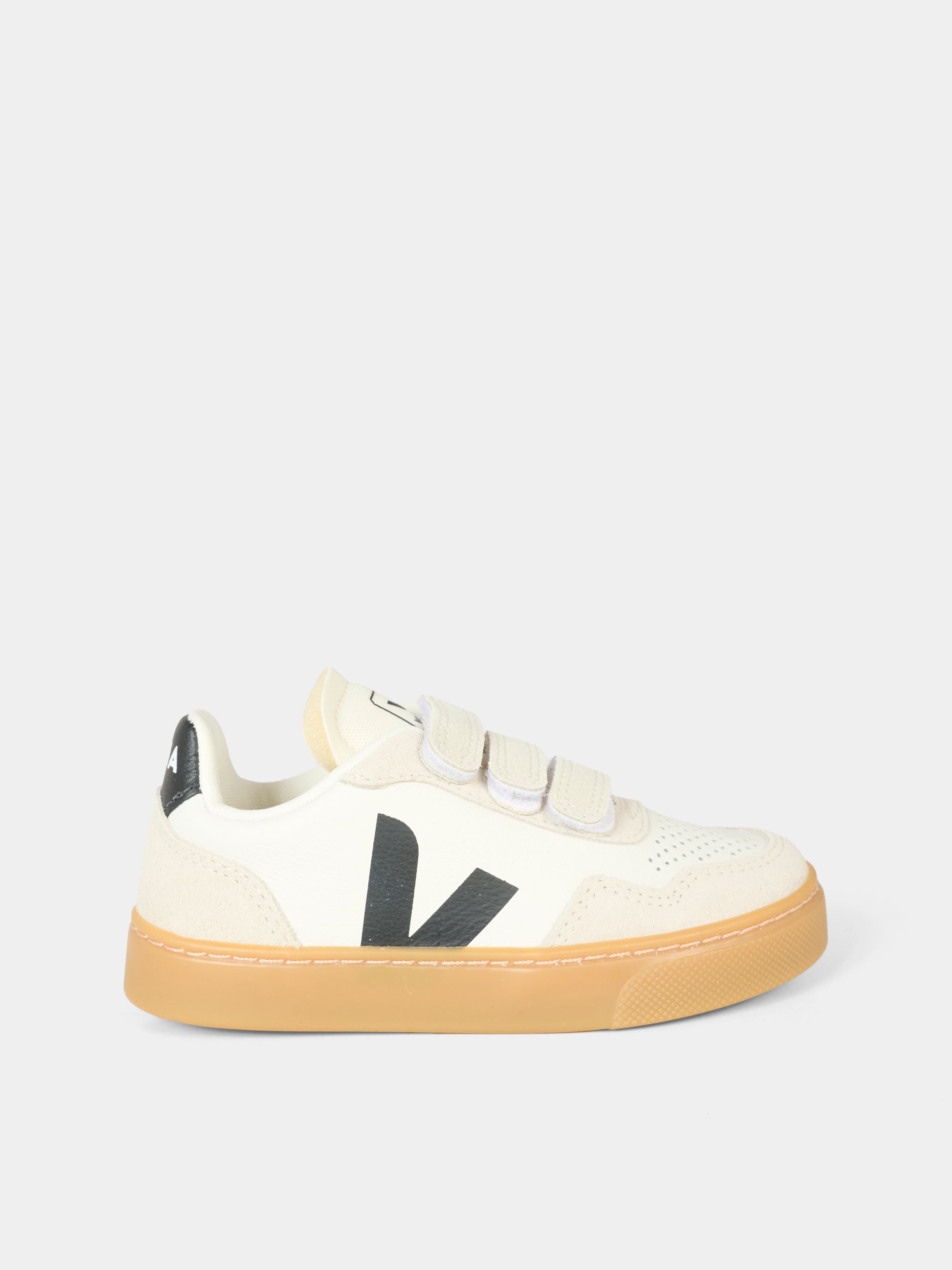 Sneakers V-90 bianche per bambini con logo nero,Veja,SX2021006
