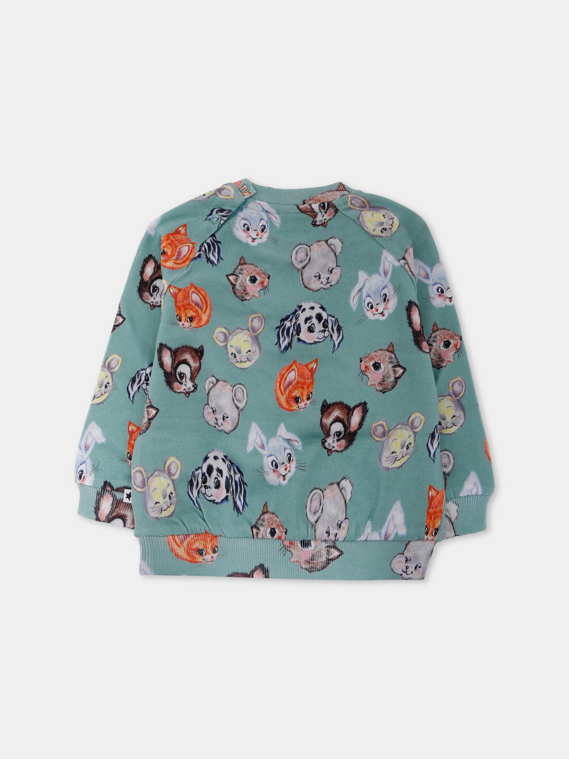 Felpa Disc verde per neonati con animali all over,Molo,6W25J205 9399