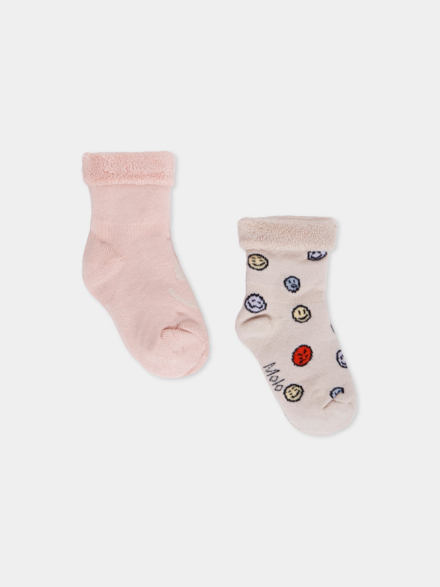 Pink socks set for baby girl with smiley