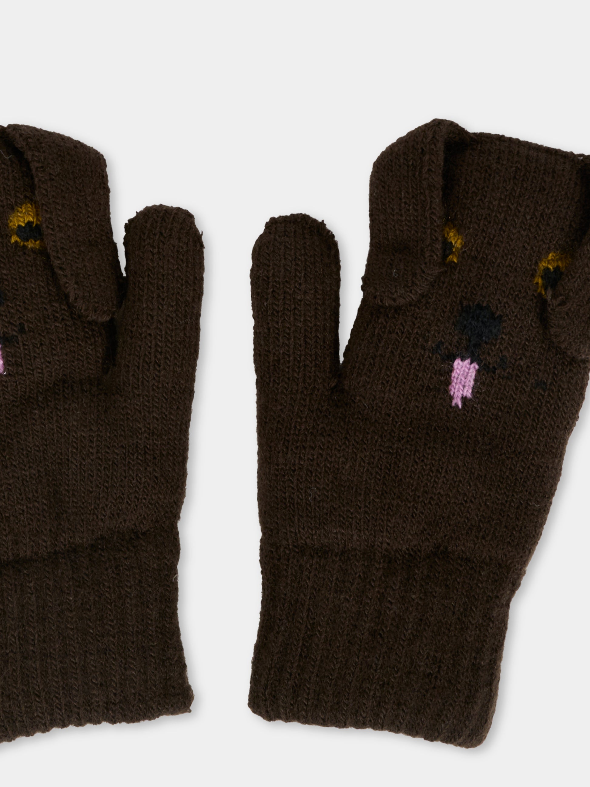 Guanti marroni per bambini con cane,Molo,7W25S102 5522