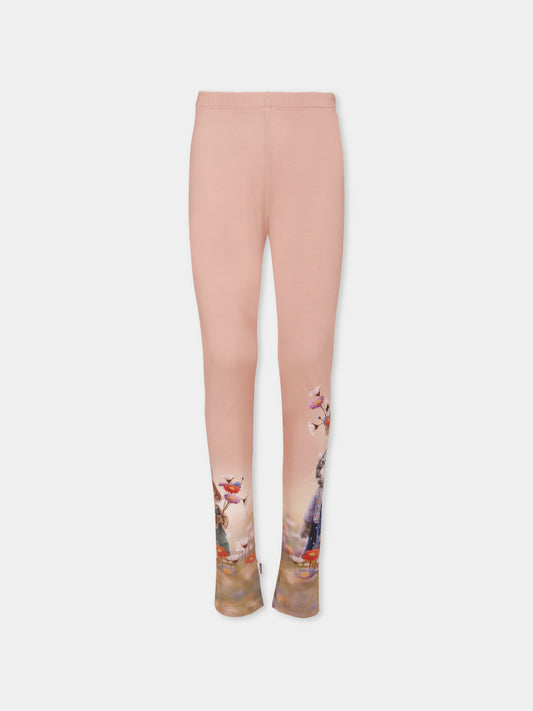 Leggings Niki rosa per bambina con gatto e coniglio,Molo,2W25F202 9663