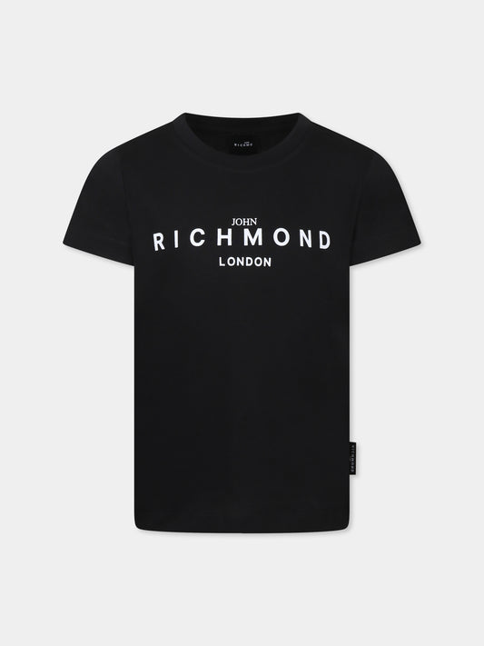 T-shirt nero per bambini con logo,Richmond Jr,RBP25003TS BLACK