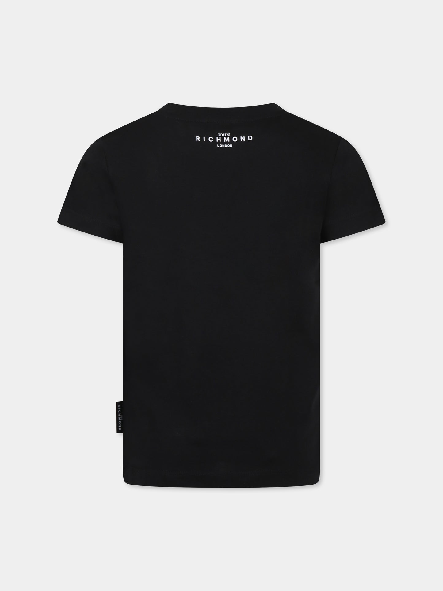T-shirt nero per bambini con logo,Richmond Jr,RBP25003TS BLACK