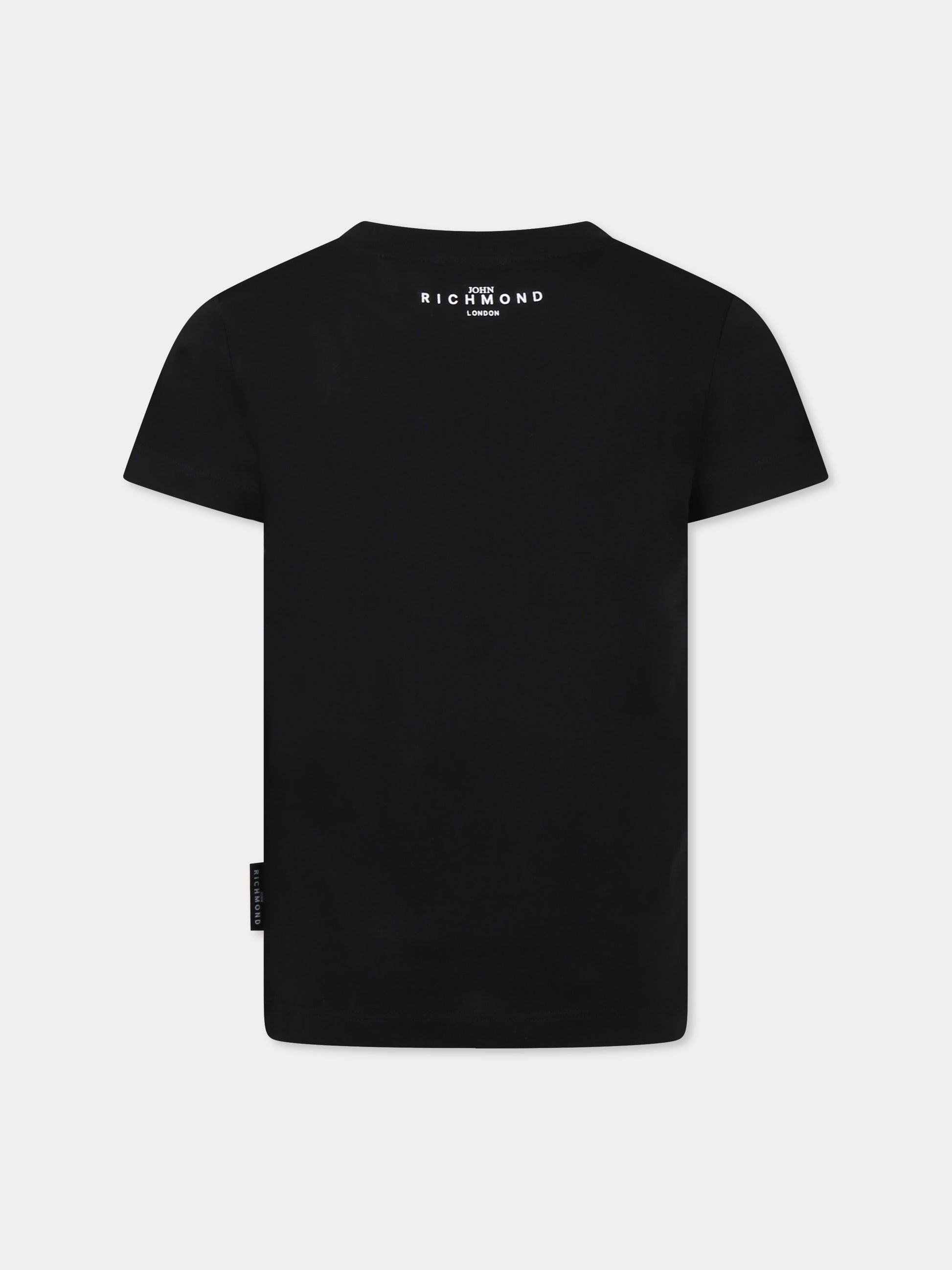 T-shirt nero per bambini con logo,Richmond Jr,RBP25003TS BLACK