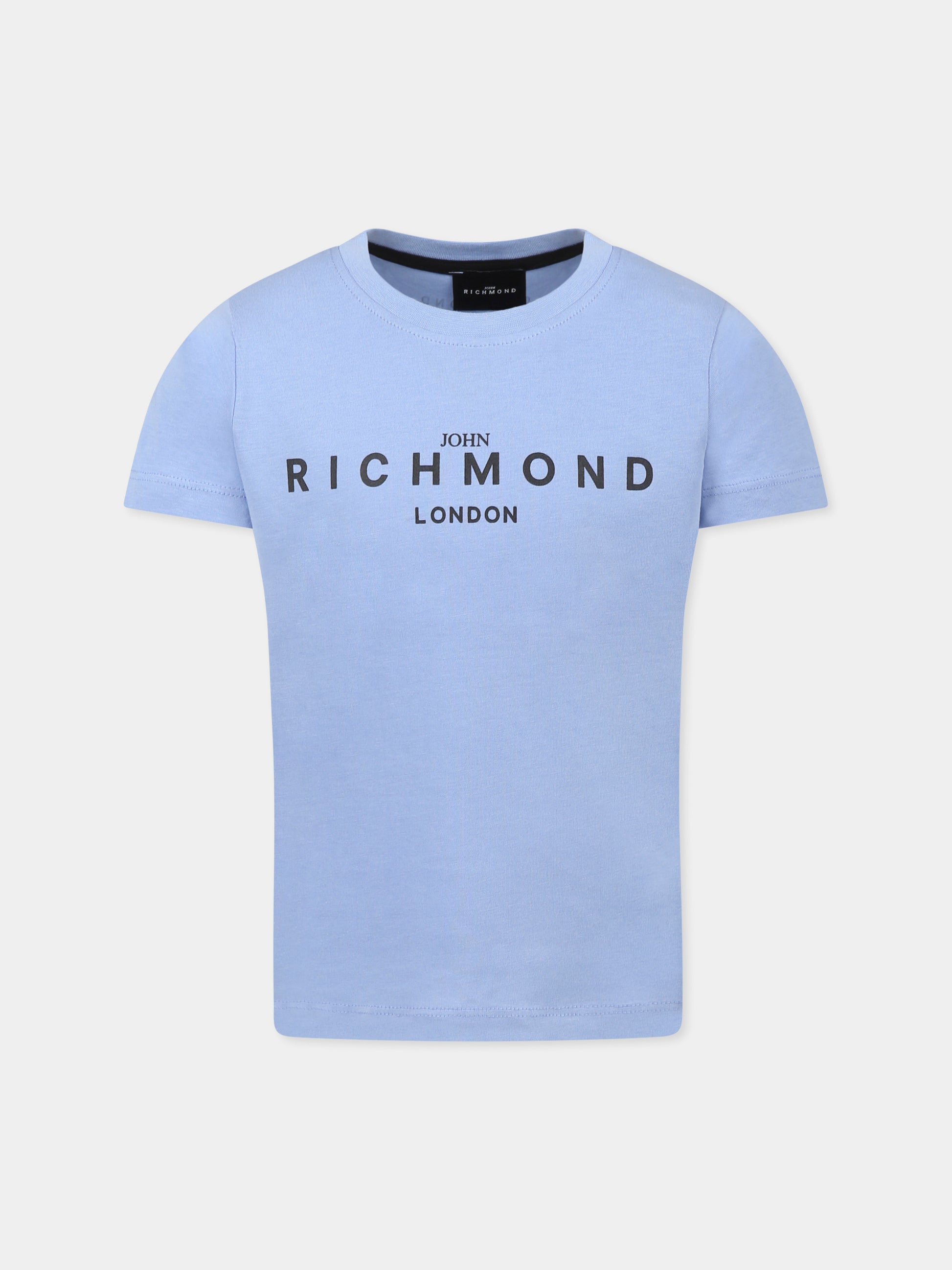 T-shirt blu per bambino con logo,Richmond Jr,RBP25003TS CLOUD BLUE