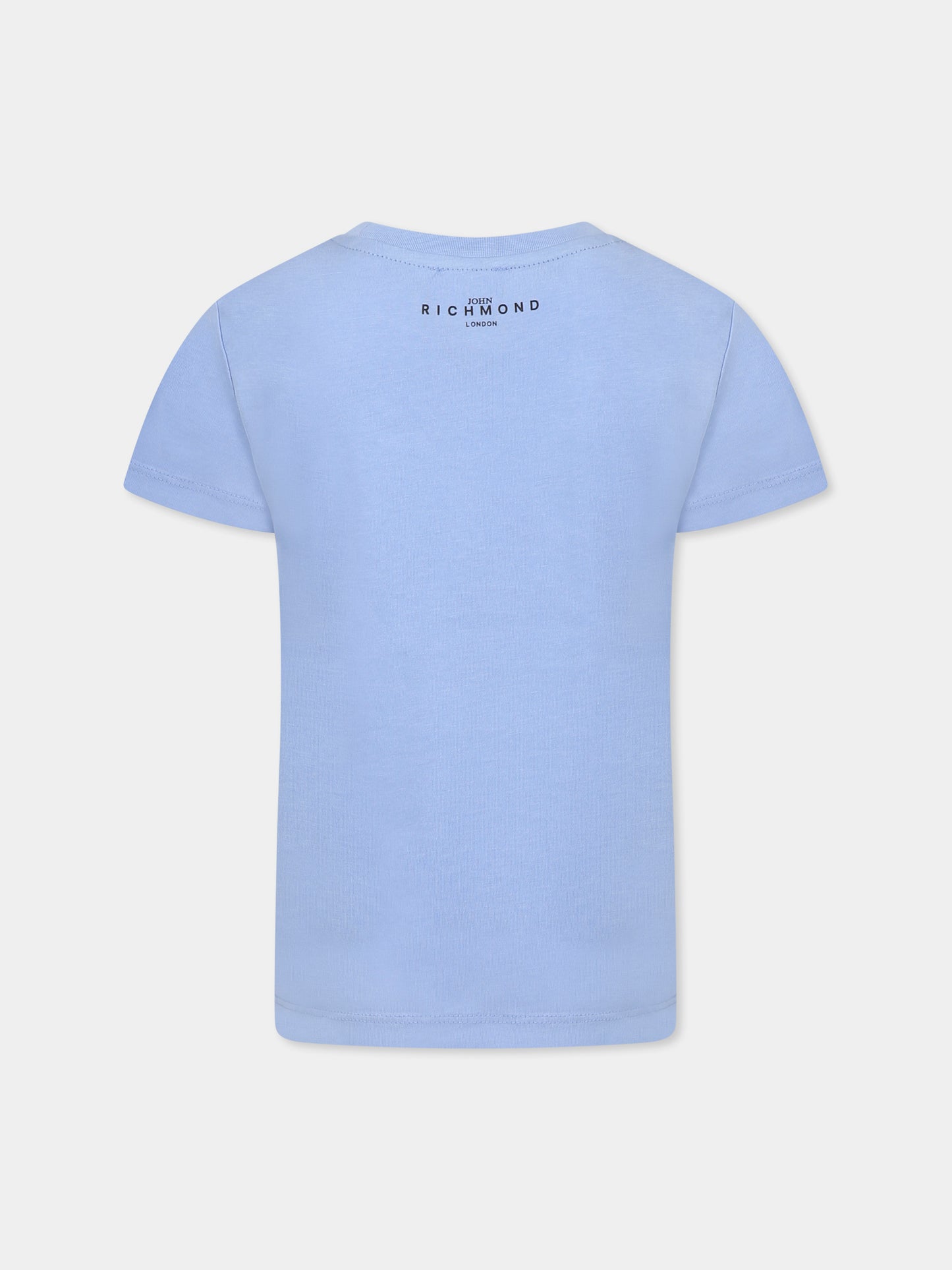 T-shirt blu per bambino con logo,Richmond Jr,RBP25003TS CLOUD BLUE
