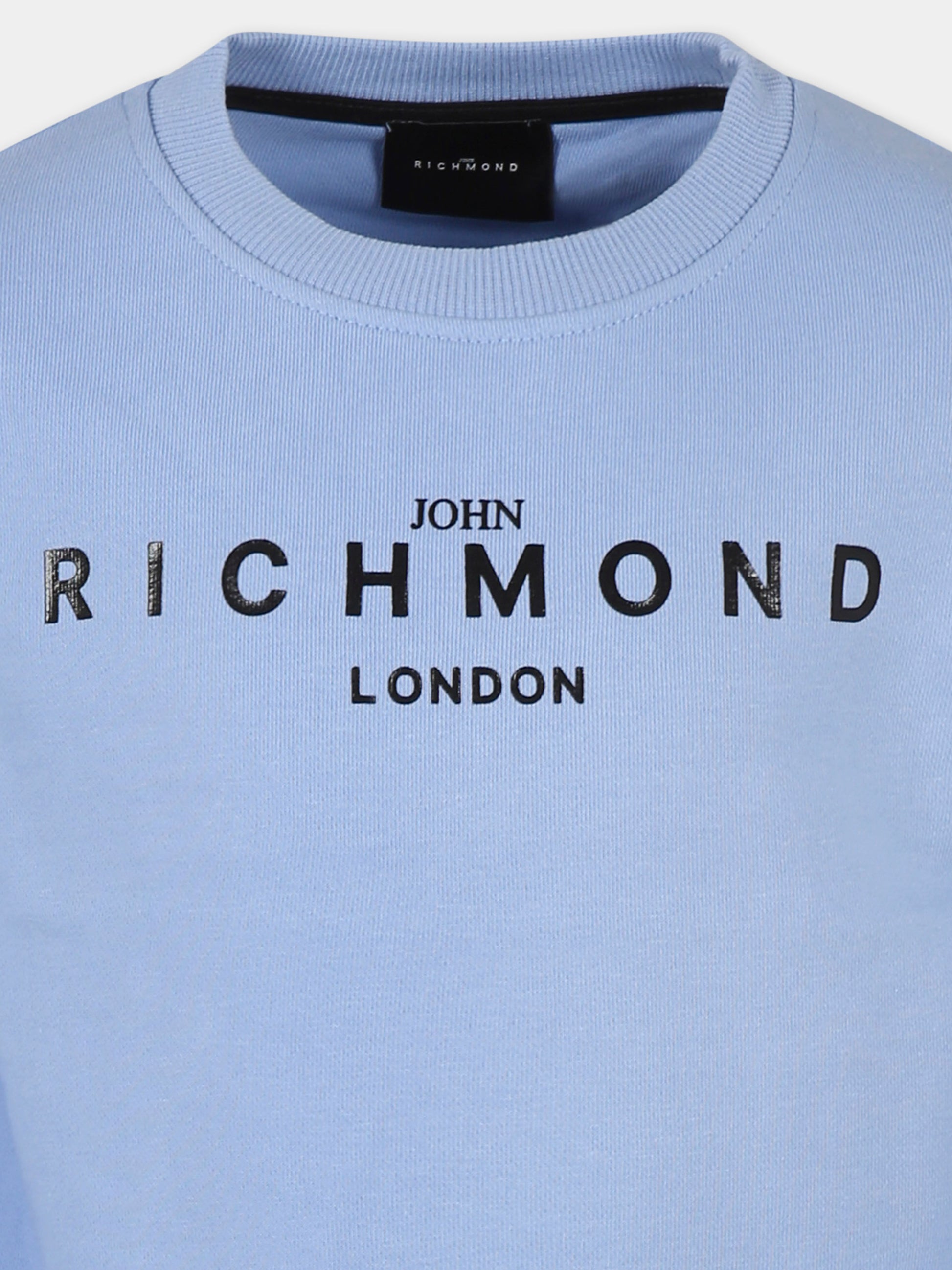 Felpa blu per bambini con logo,Richmond,RBP25005FE CLOUD BLUE