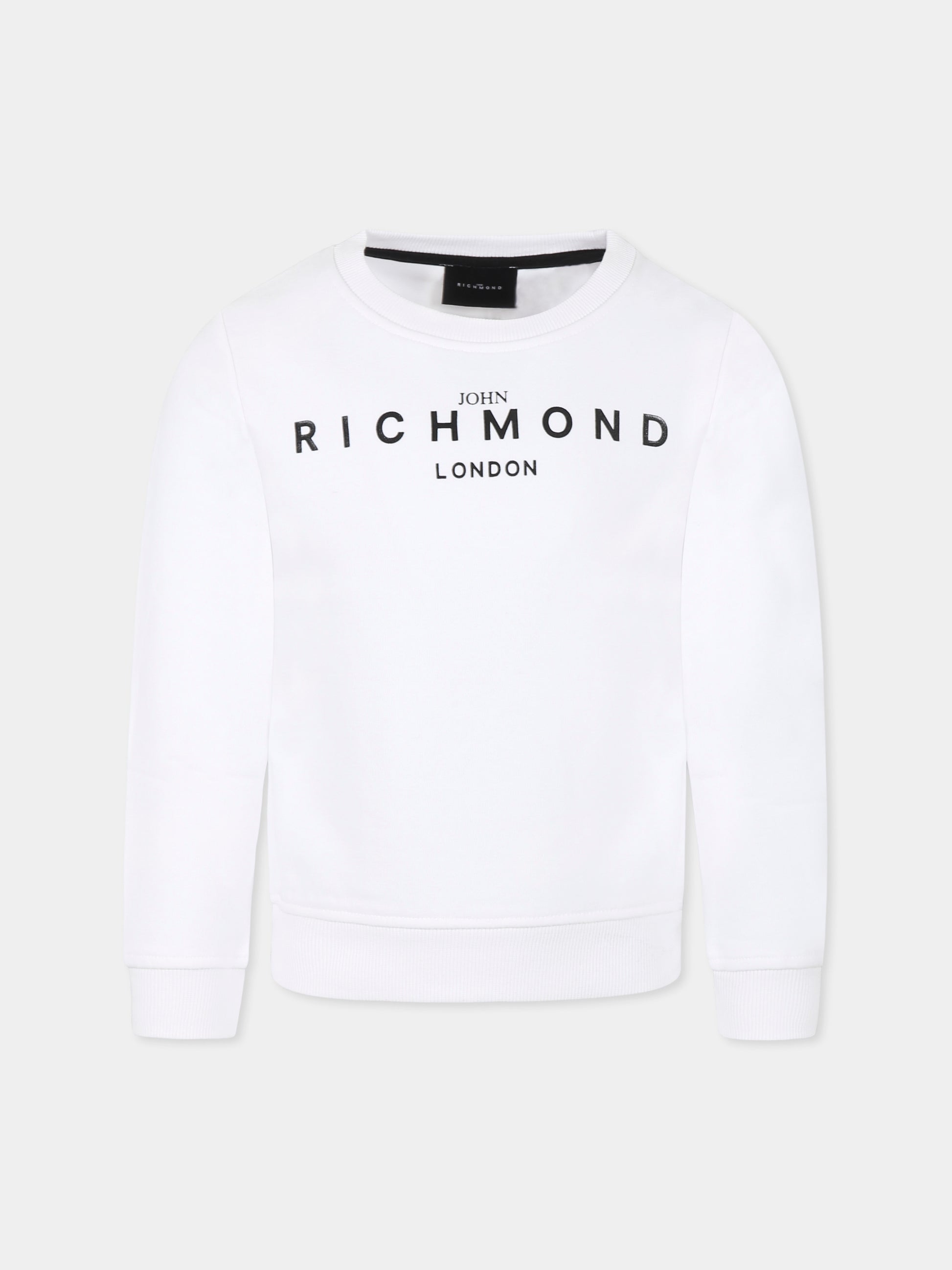 Felpa bianca per bambini con logo,Richmond,RBP25005FE WHITE