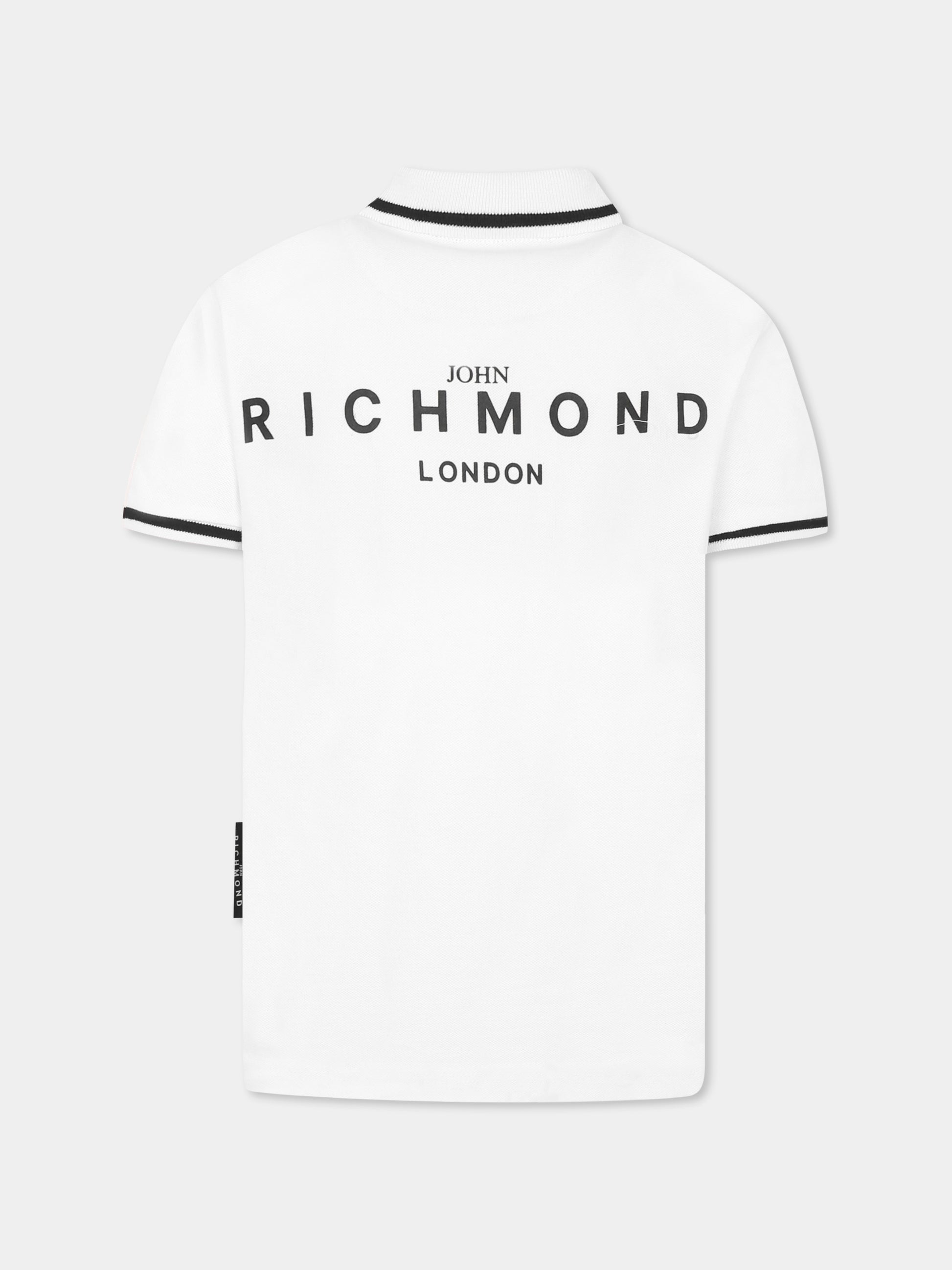 Polo bianca per bambino con logo,Richmond,RBP25010PO WHITE