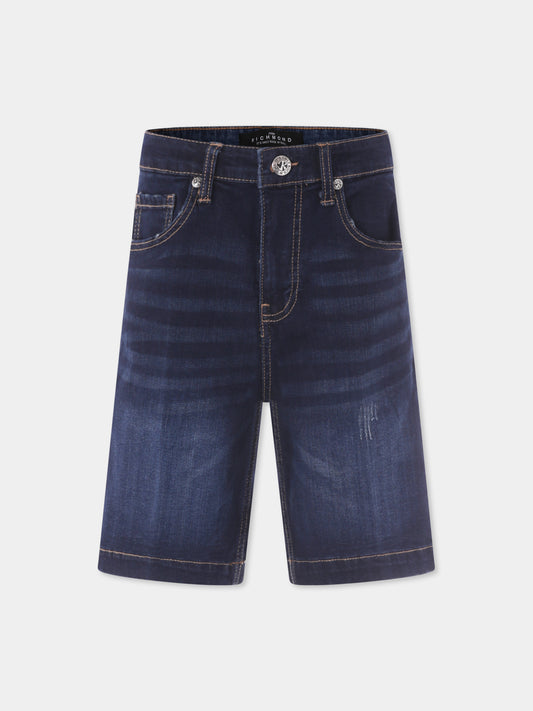Shorts denim per bambino con logo,Richmond,RBP25021BE DENIM BLUE DARK